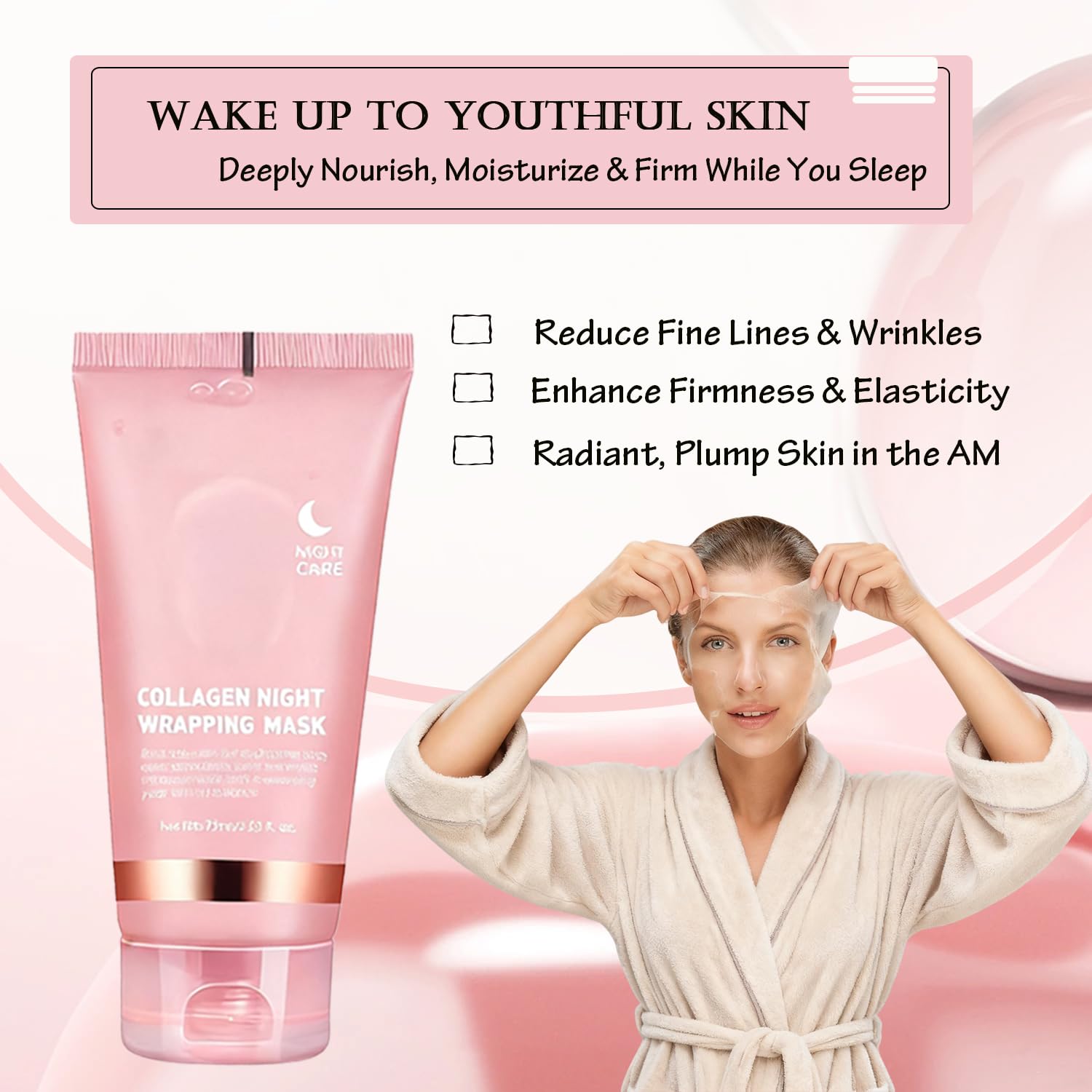 DaiLaiFu Collagen Night Wrap nightly routine scene shows 15-minute wear