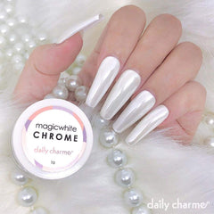 Daily Charme Magic White Chrome powder tools setup for easy application