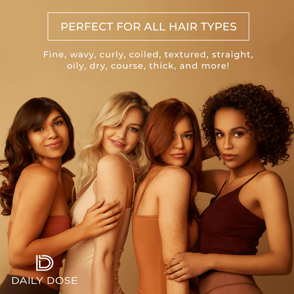 Daily Dose all hair-types use demonstrates versatility from straight to curly.