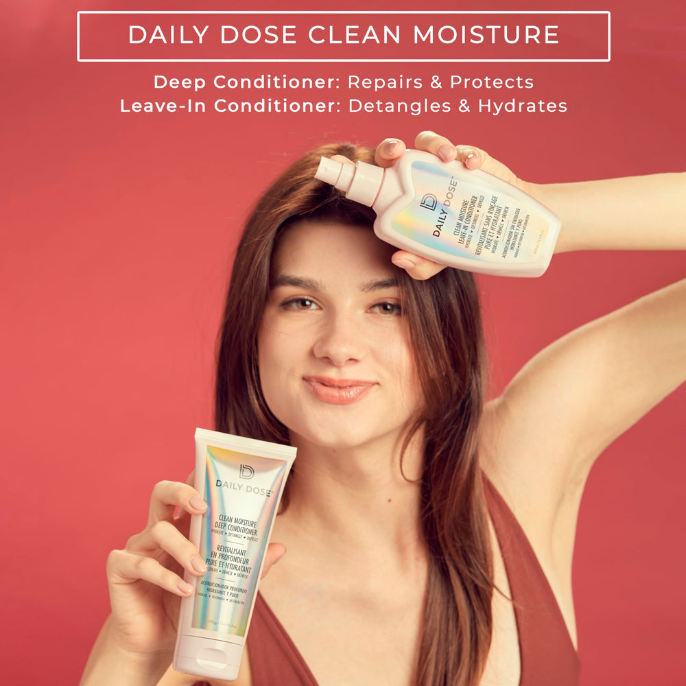 Daily Dose deep-conditioning hair mask jar delivers moisture to color-treated hair.