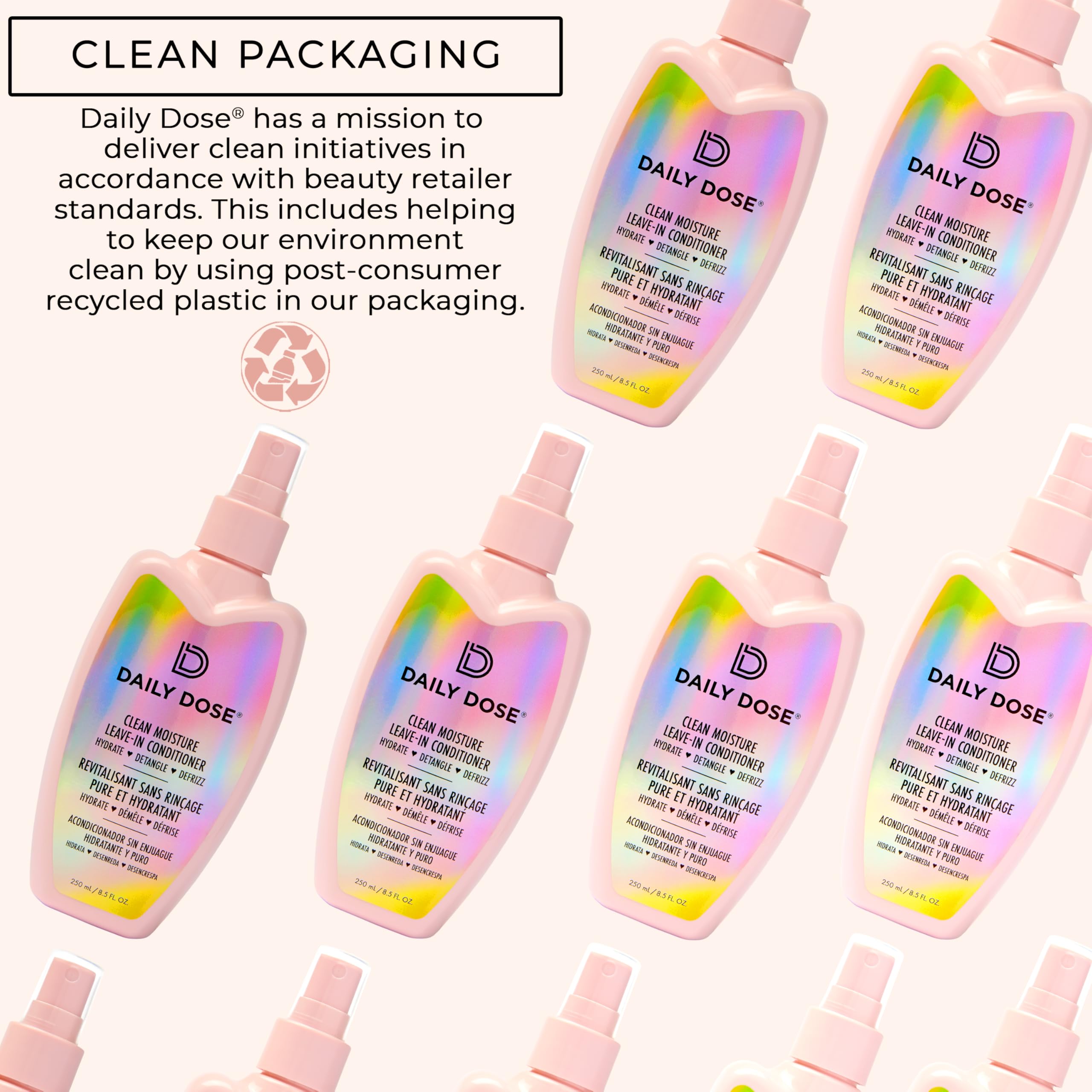 Daily Dose PCR packaging highlights sustainable materials and reduced plastic waste.