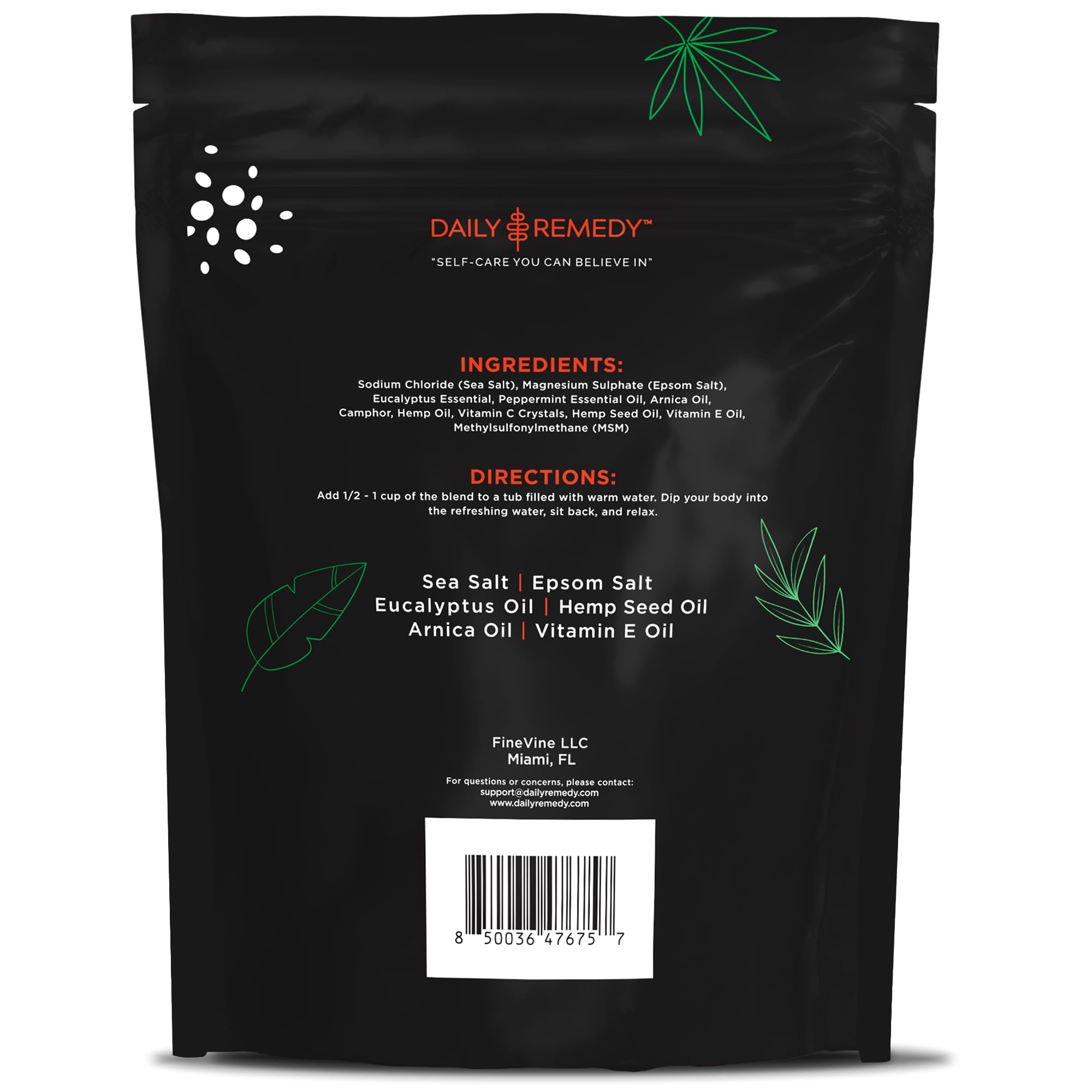 Daily Remedy Body Soak ingredients close-up for soothing soak