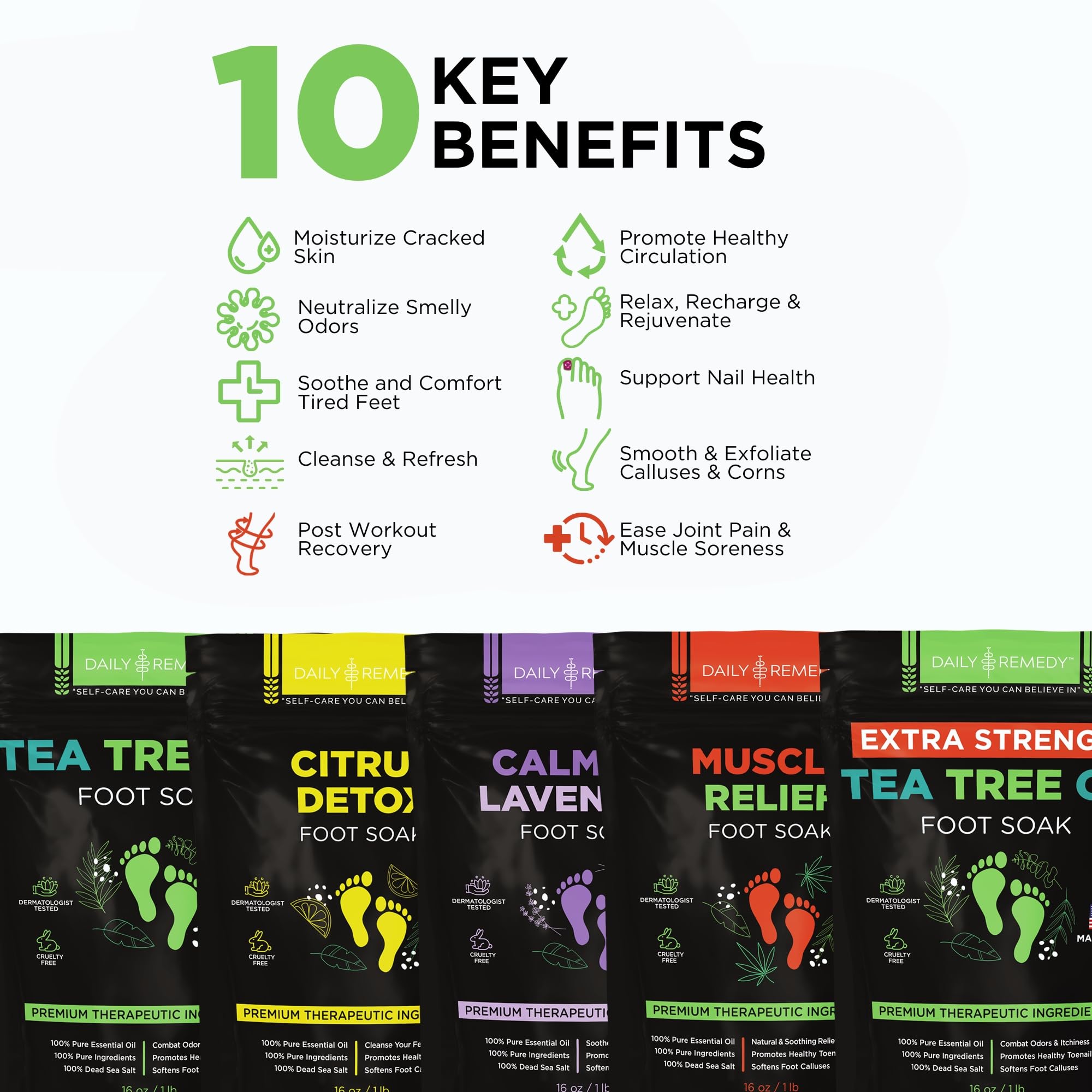 Daily Remedy 4-pack variety for complete foot care routine.