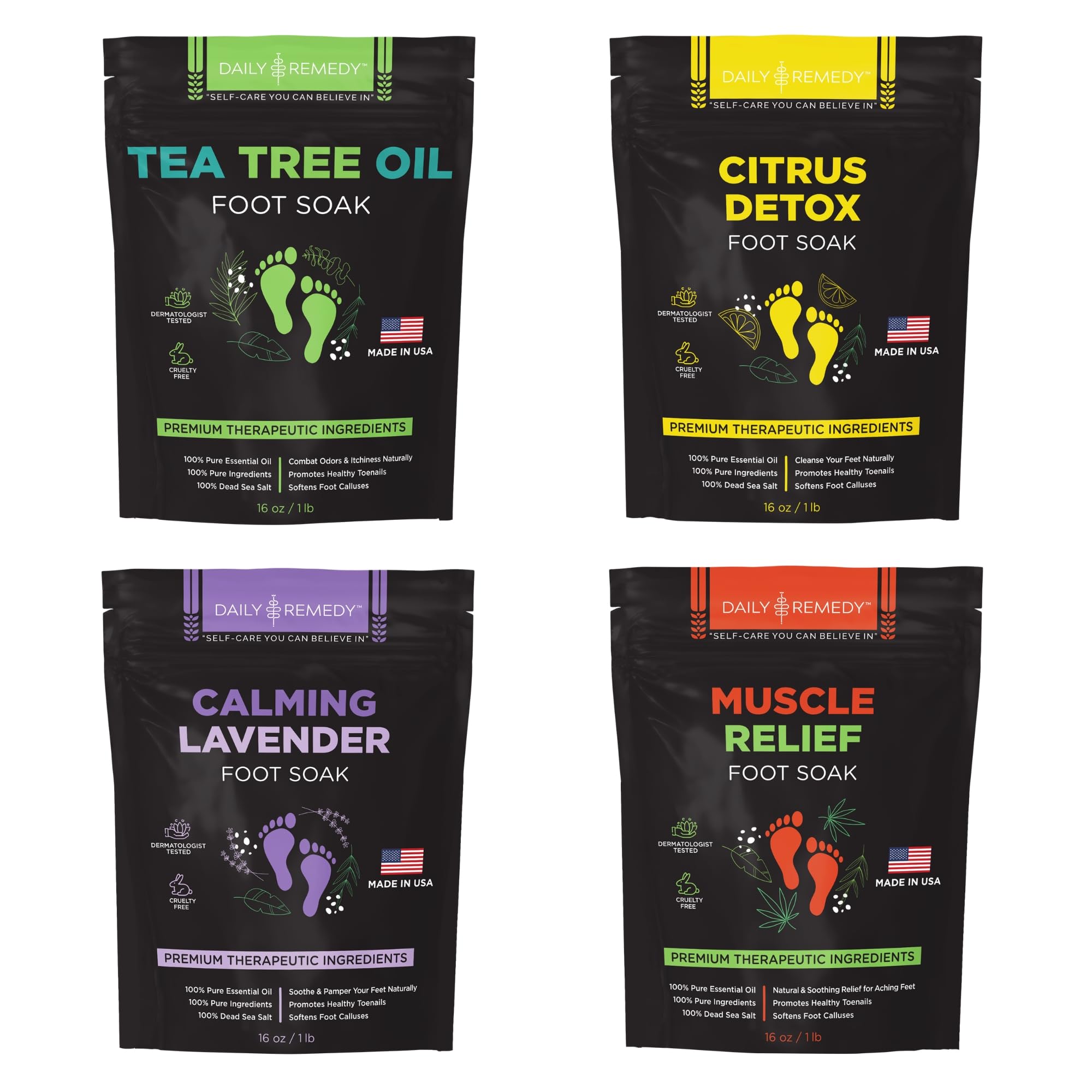Daily Remedy Muscle-Relief foot soak calms tired feet after workouts.