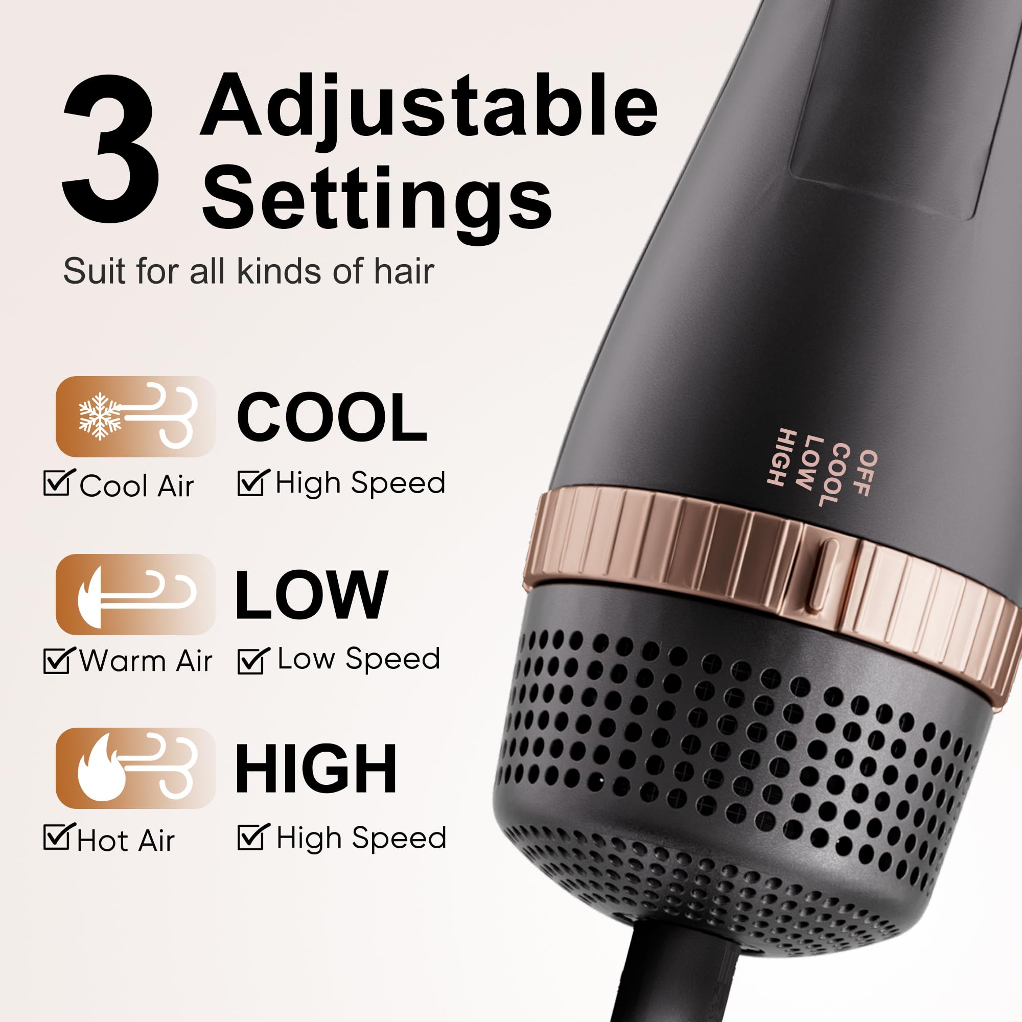 DAILYLIFE Three heat settings for tailored styling and cool shot
