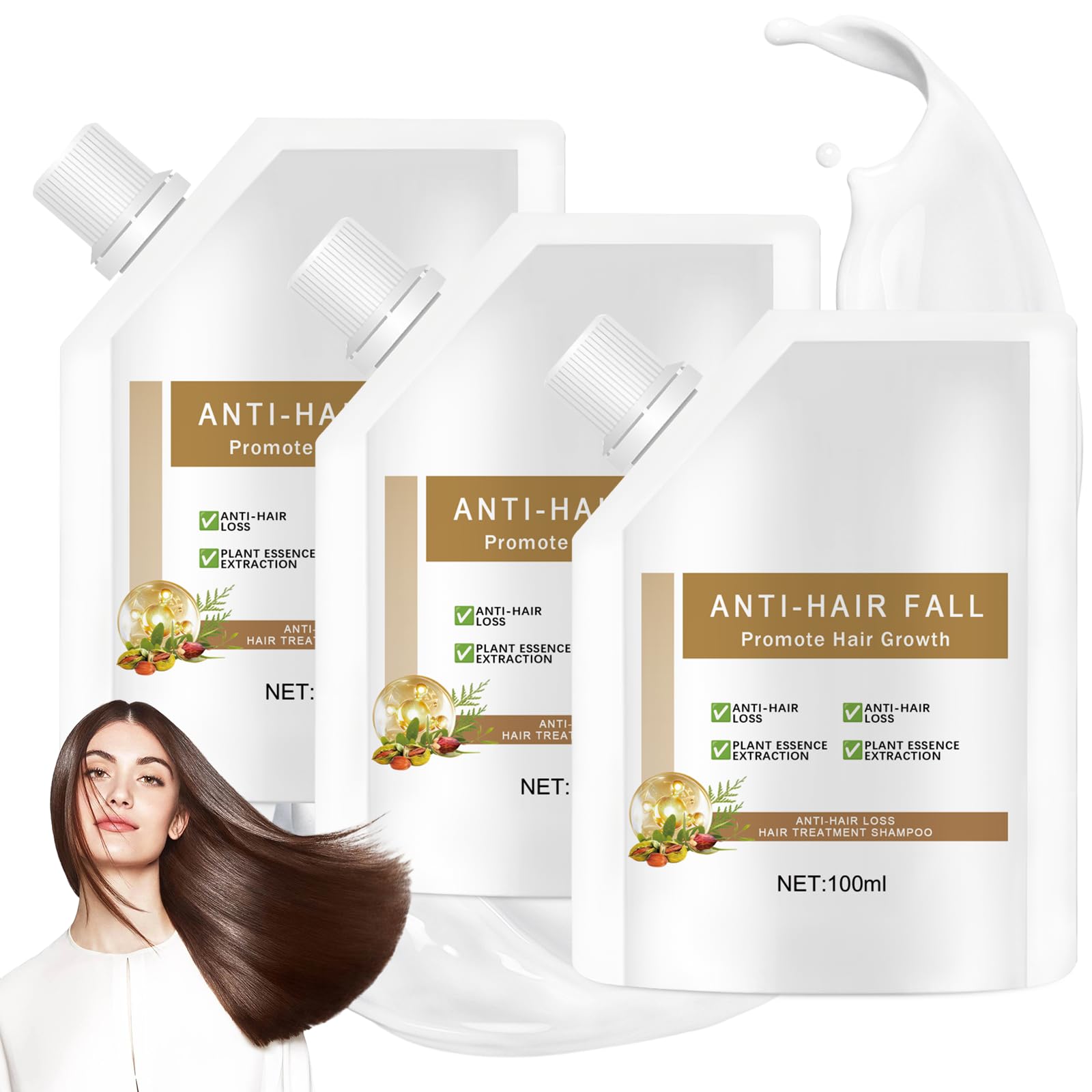 Daioai anti-hair fall shampoo bottle pouring for gentle cleansing and nourishment.