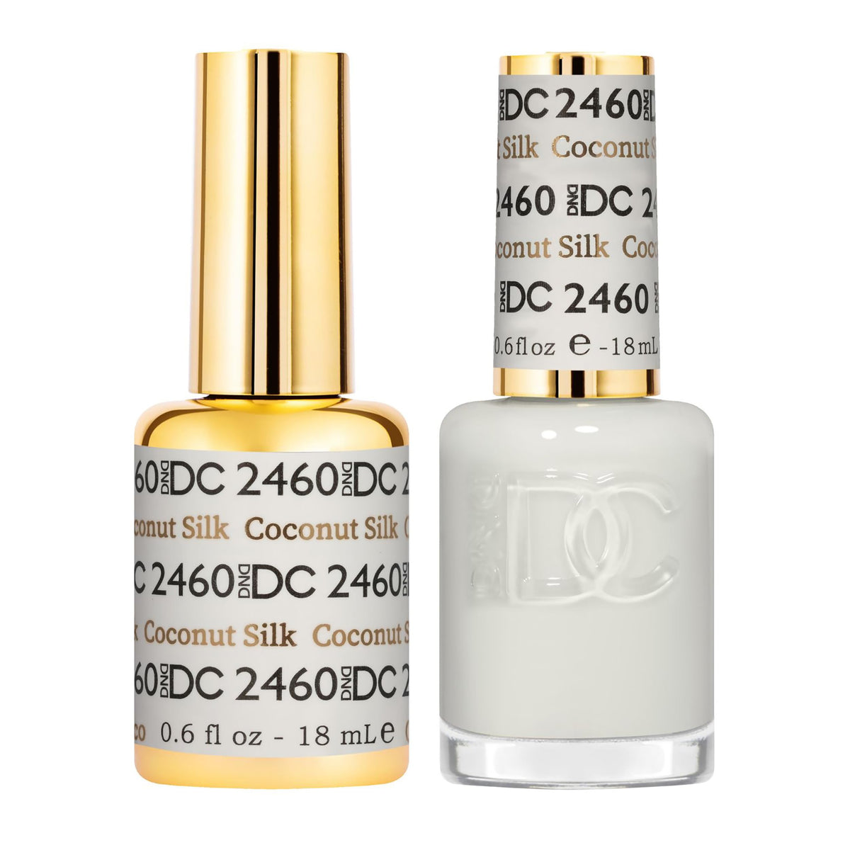 Daisy DND Coconut Silk gel polish bottle showing sheer white with subtle shimmer for natural nails