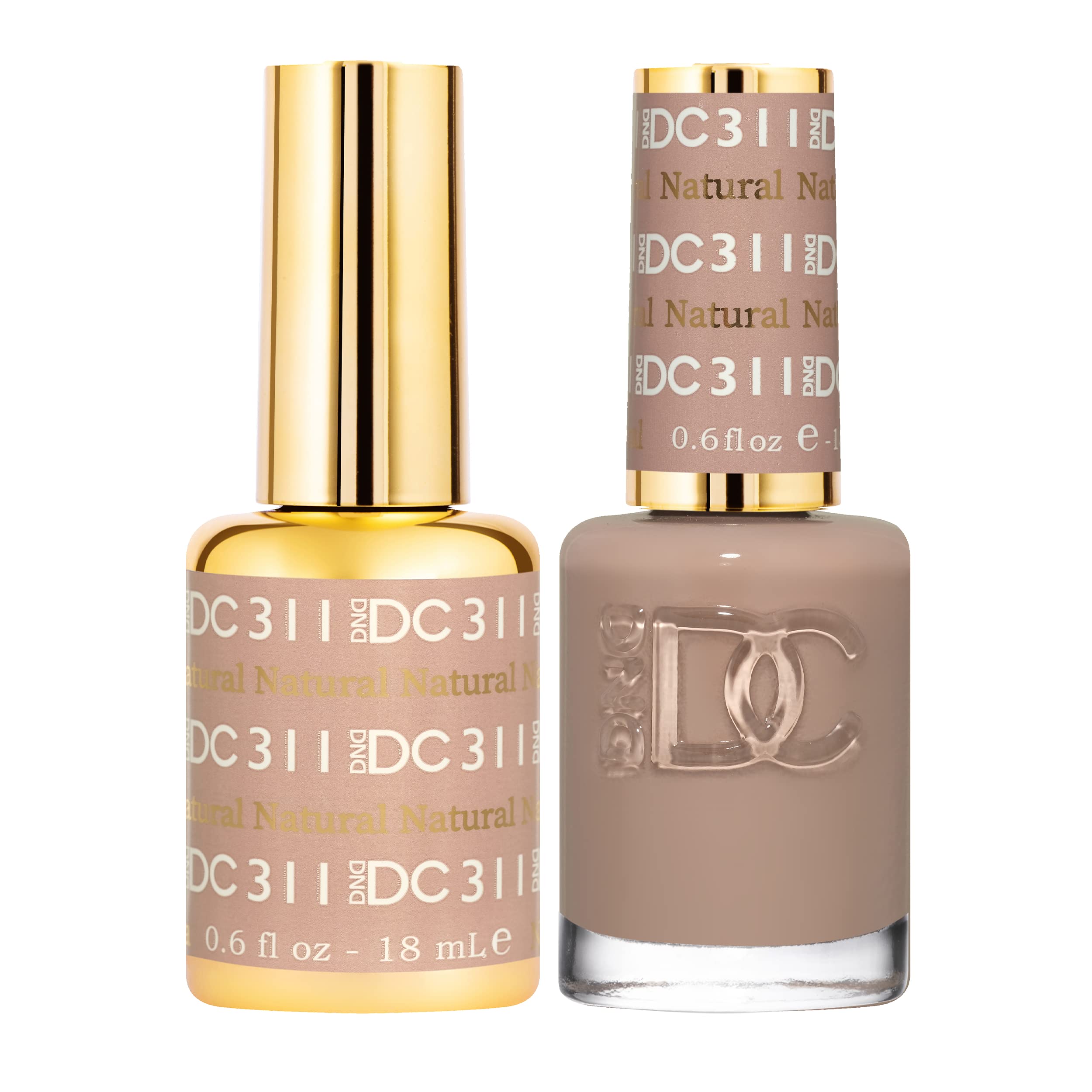 Daisy DND DC gel polish 311 Natural bottle shows rich nude color with chip-free potential