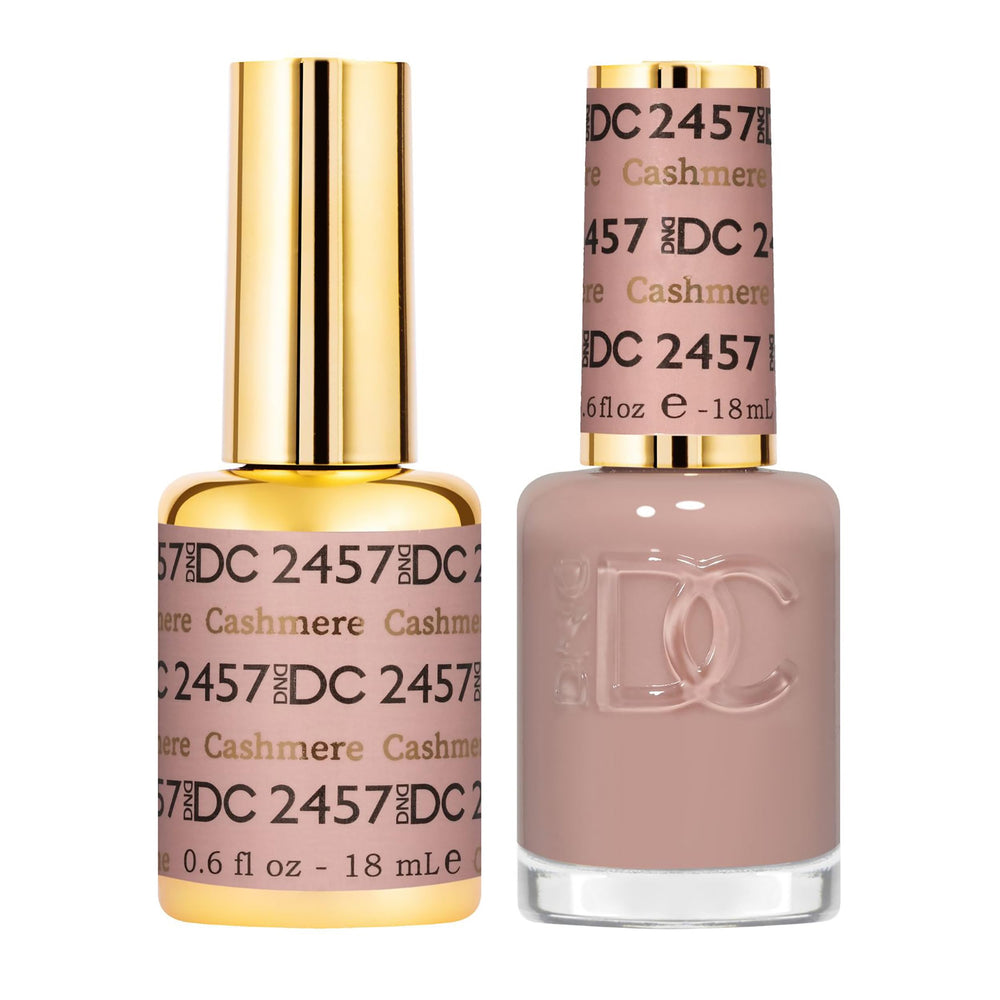 Daisy DND DC Cashmere 2547 bottle close-up shows sheer peachy mauve color for buildable coverage