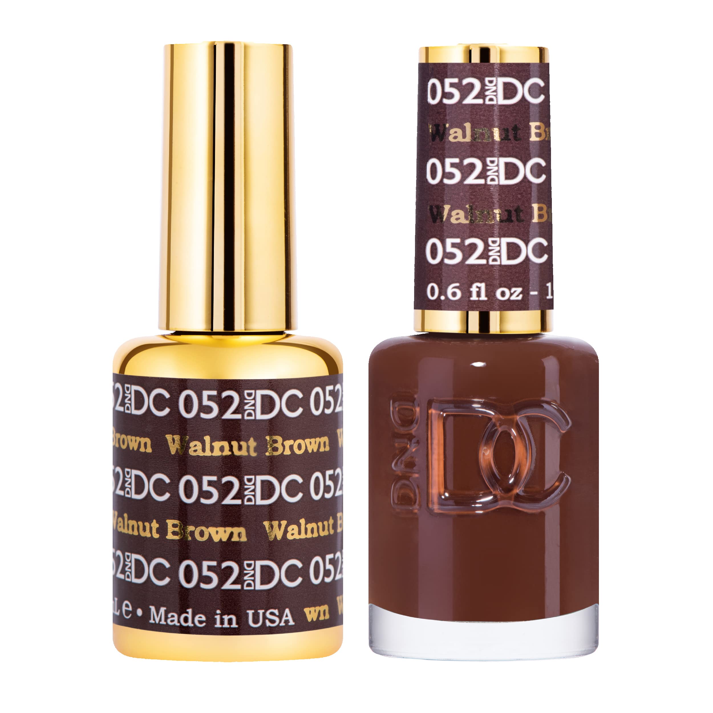 Daisy DND DND DC Walnut Brown bottle front shows rich color for salon nails