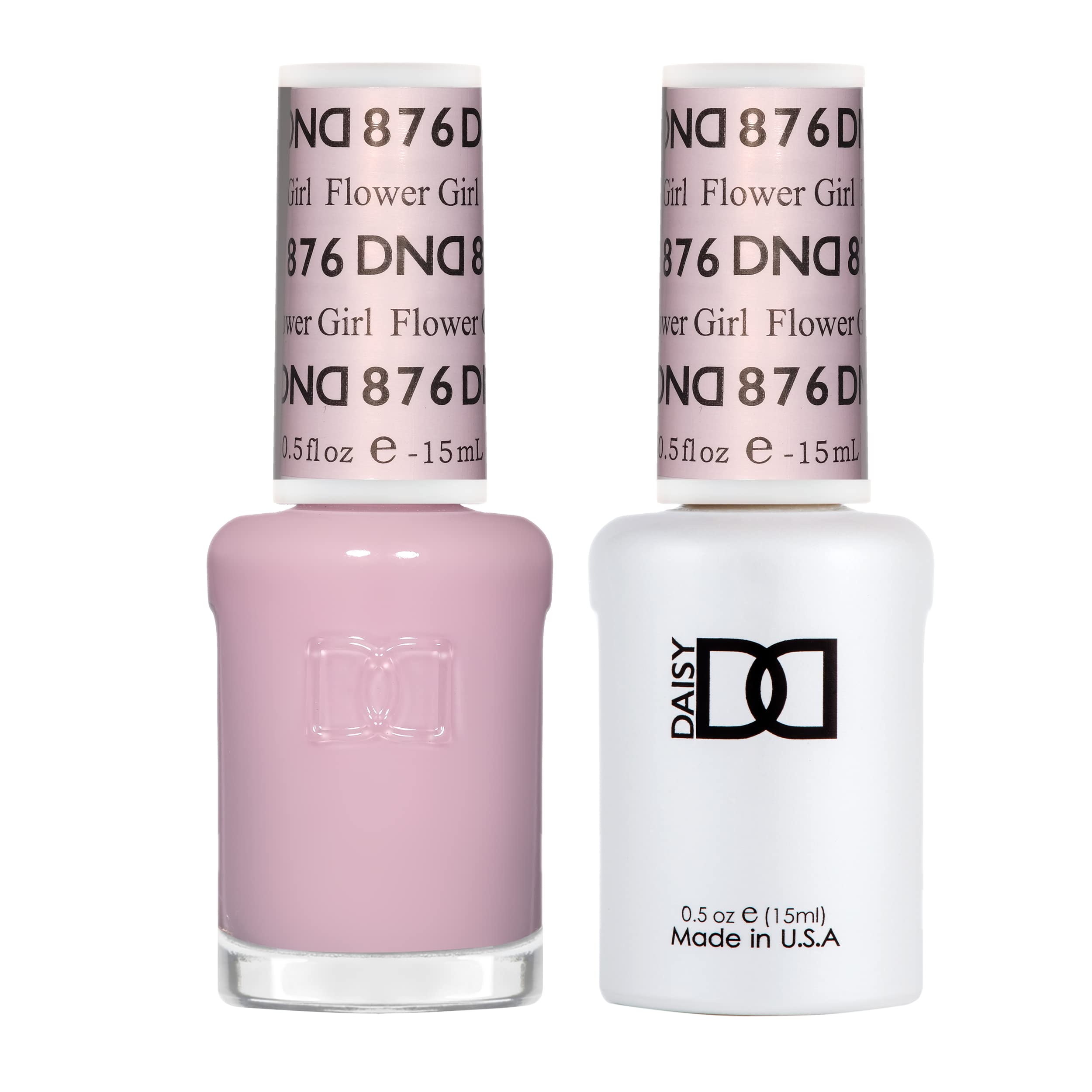 Daisy DND Flower Girl 876 gel bottle provides rich pink with lilac undertones.