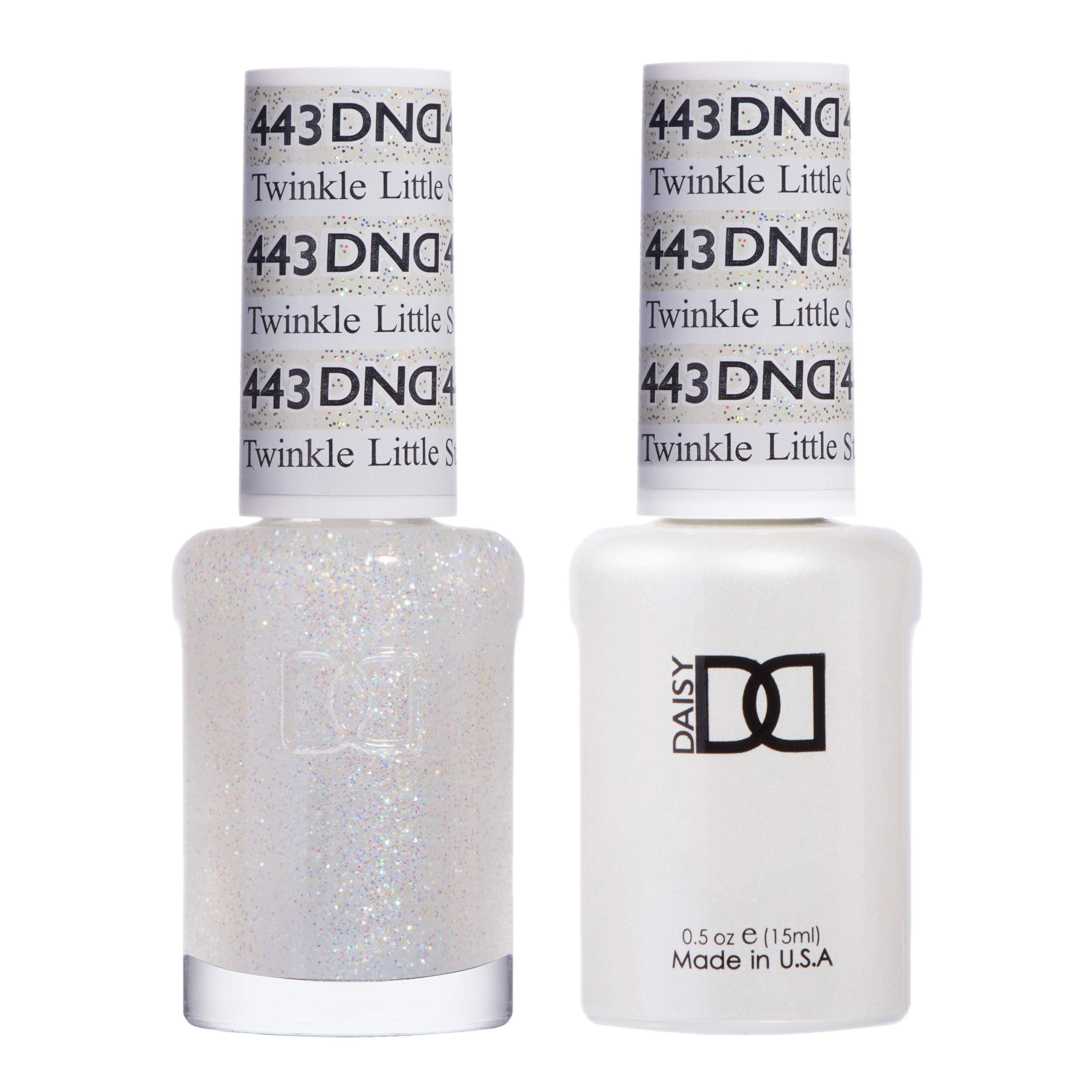Daisy DND Twinkle Little Star gel polish bottle with glitter finish for long-lasting luxe nails.