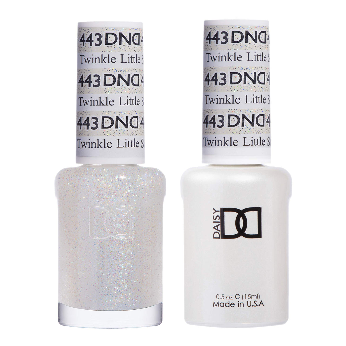 Daisy DND Twinkle Little Star gel polish bottle with glitter finish for long-lasting luxe nails.