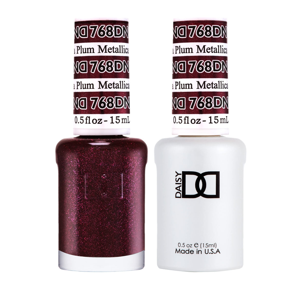 Daisy DND Metallica Plum gel polish close-up with glittery finish for bold nails