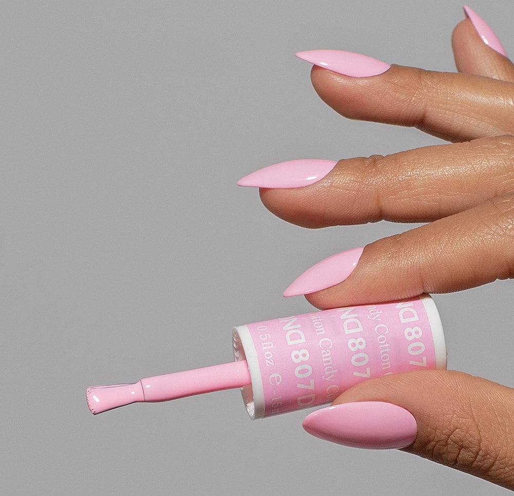Daisy DND Sweet Tooth pink lacquer bottle showing lasting shine