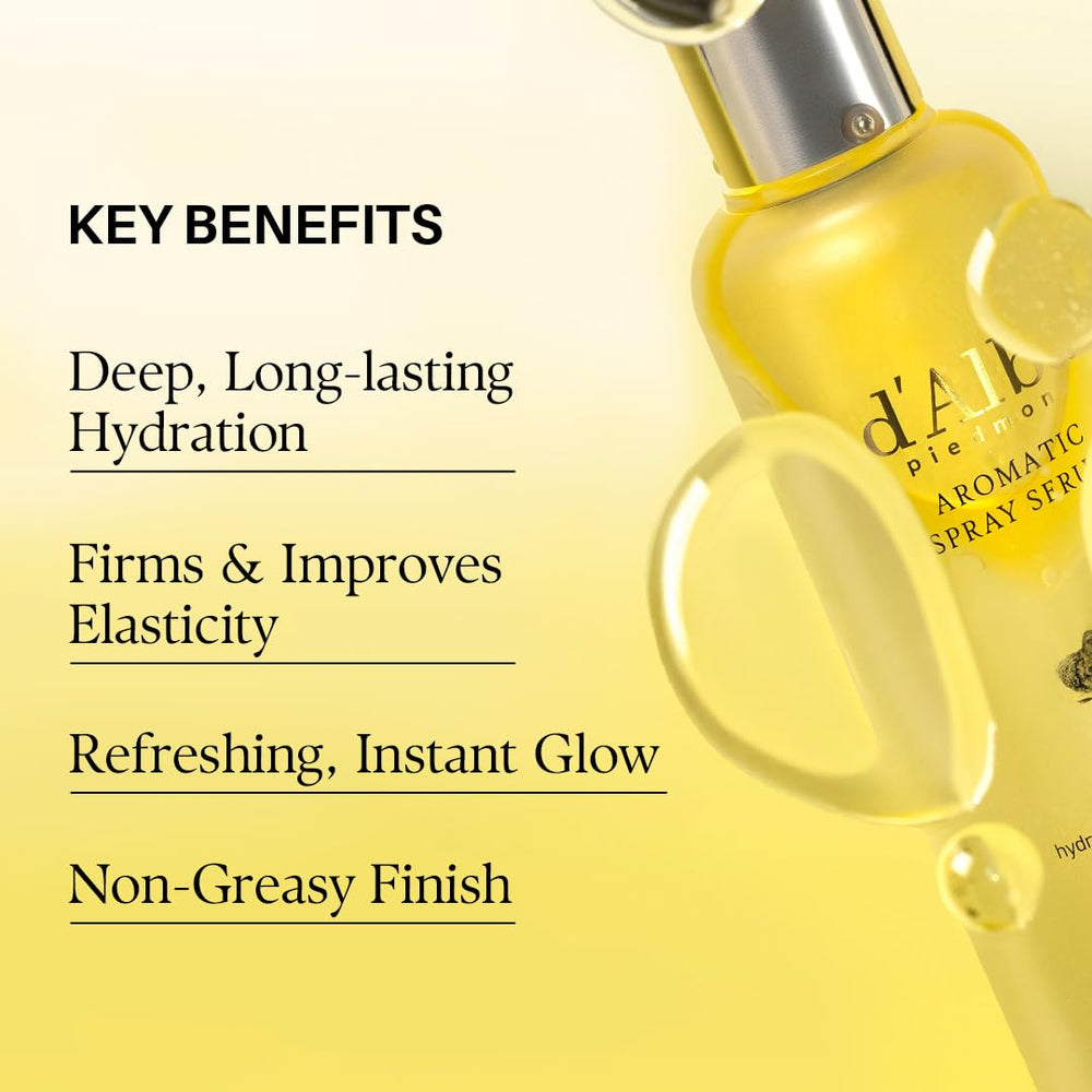 d'alba Piedmont fine mist being spritzed for instant hydration and glow