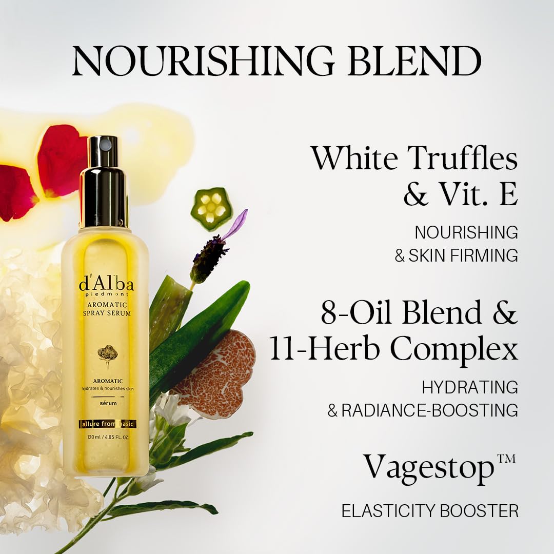 d'alba Piedmont face mist on skin delivering dewy glow and moisture
