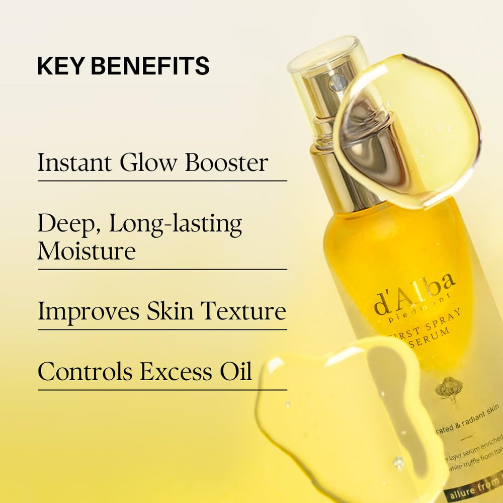 d'alba Piedmont First Spray Serum glass bottle in sunlight