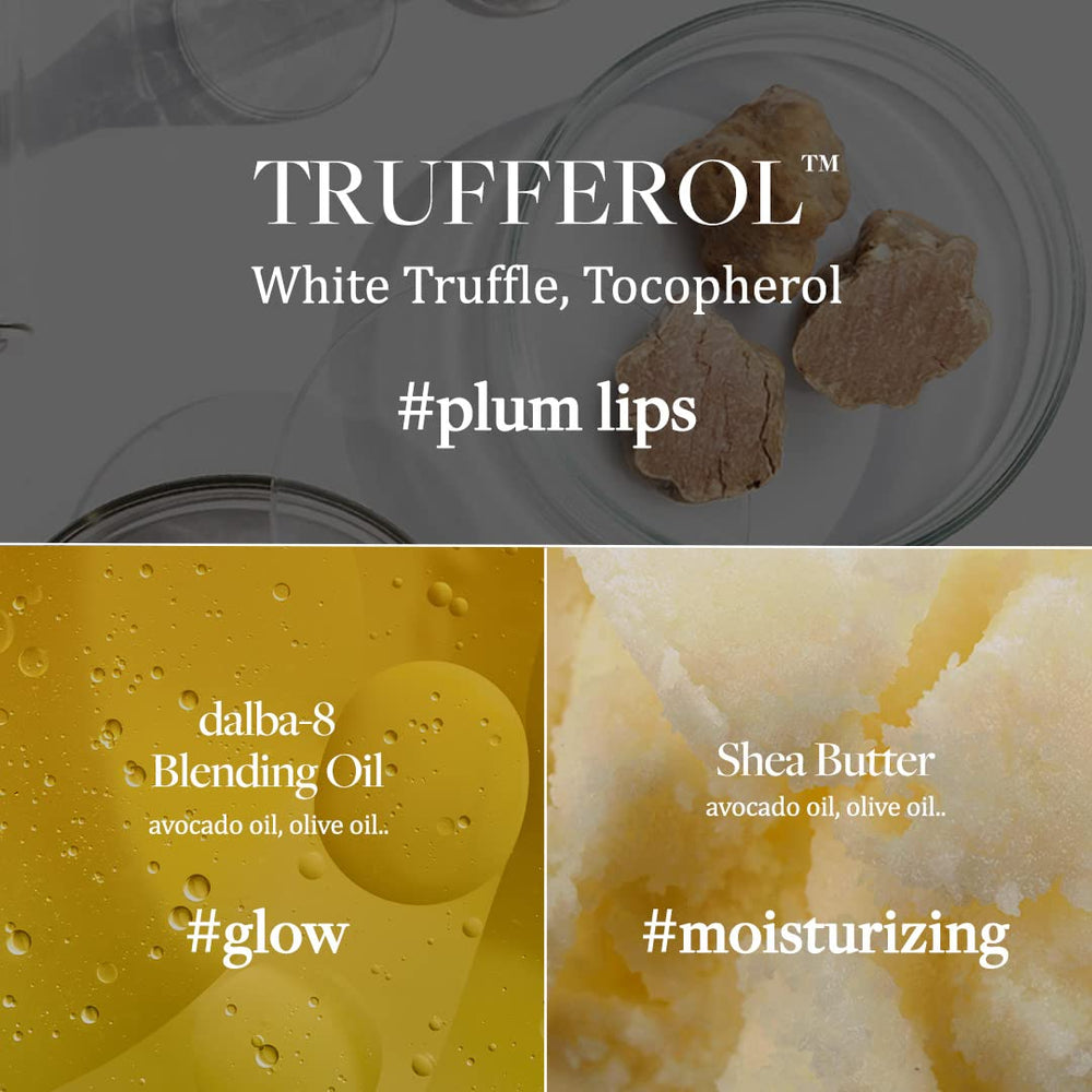 d'alba Piedmont lip balm on lips with subtle glow finish