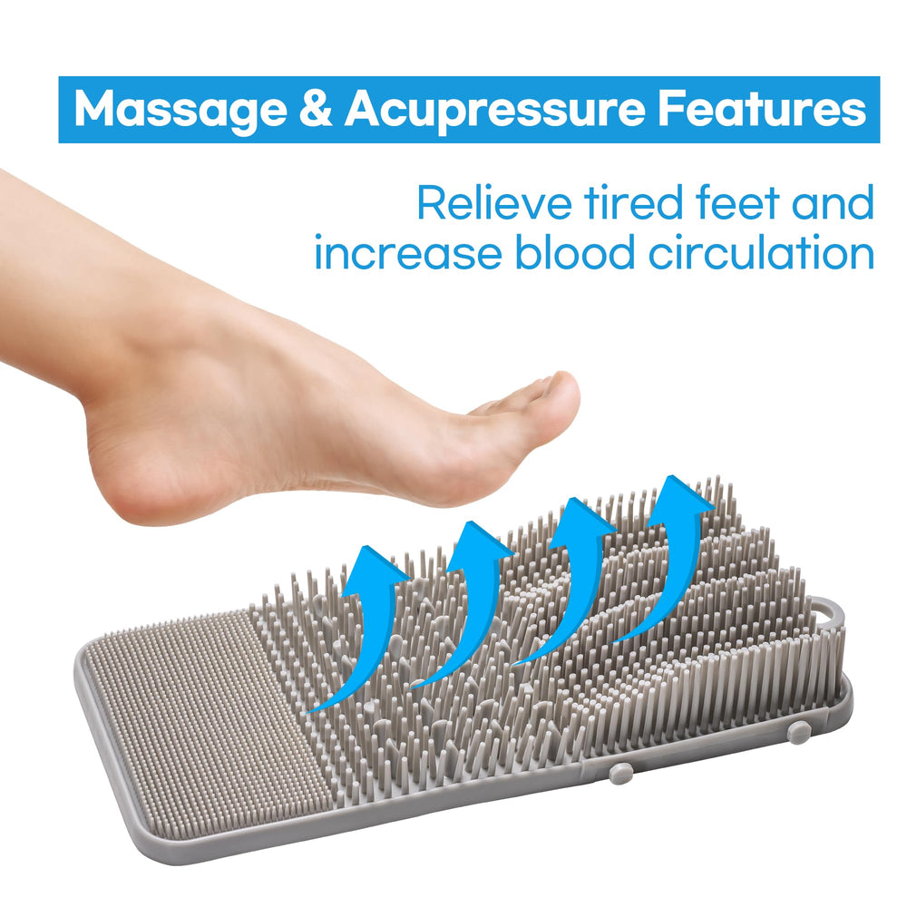 DalkomLife foot scrubber with massage bumps provides soothing tired-foot relief