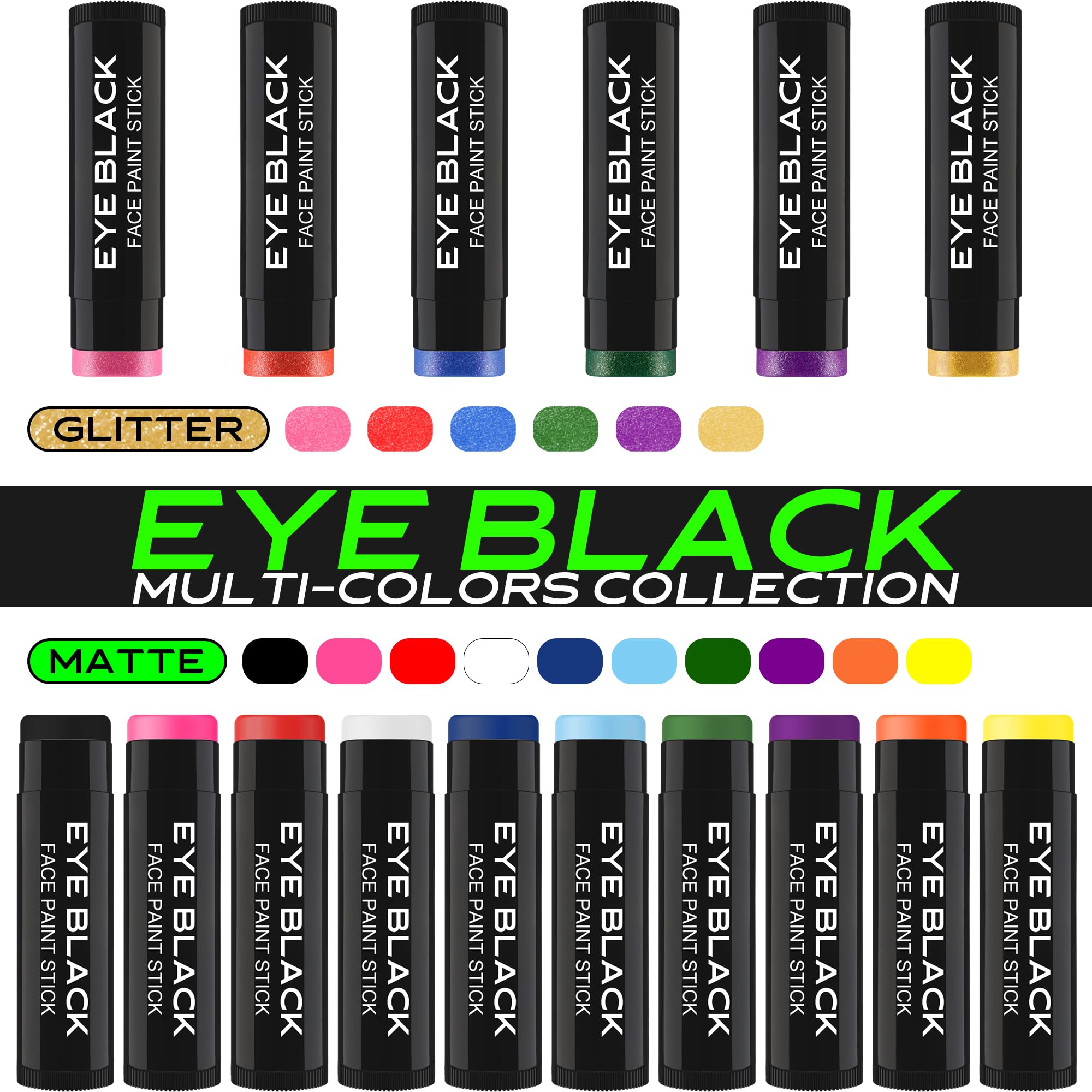 DALVGFN anti-glare eye black sticks improve visibility under sun and stadium lights.