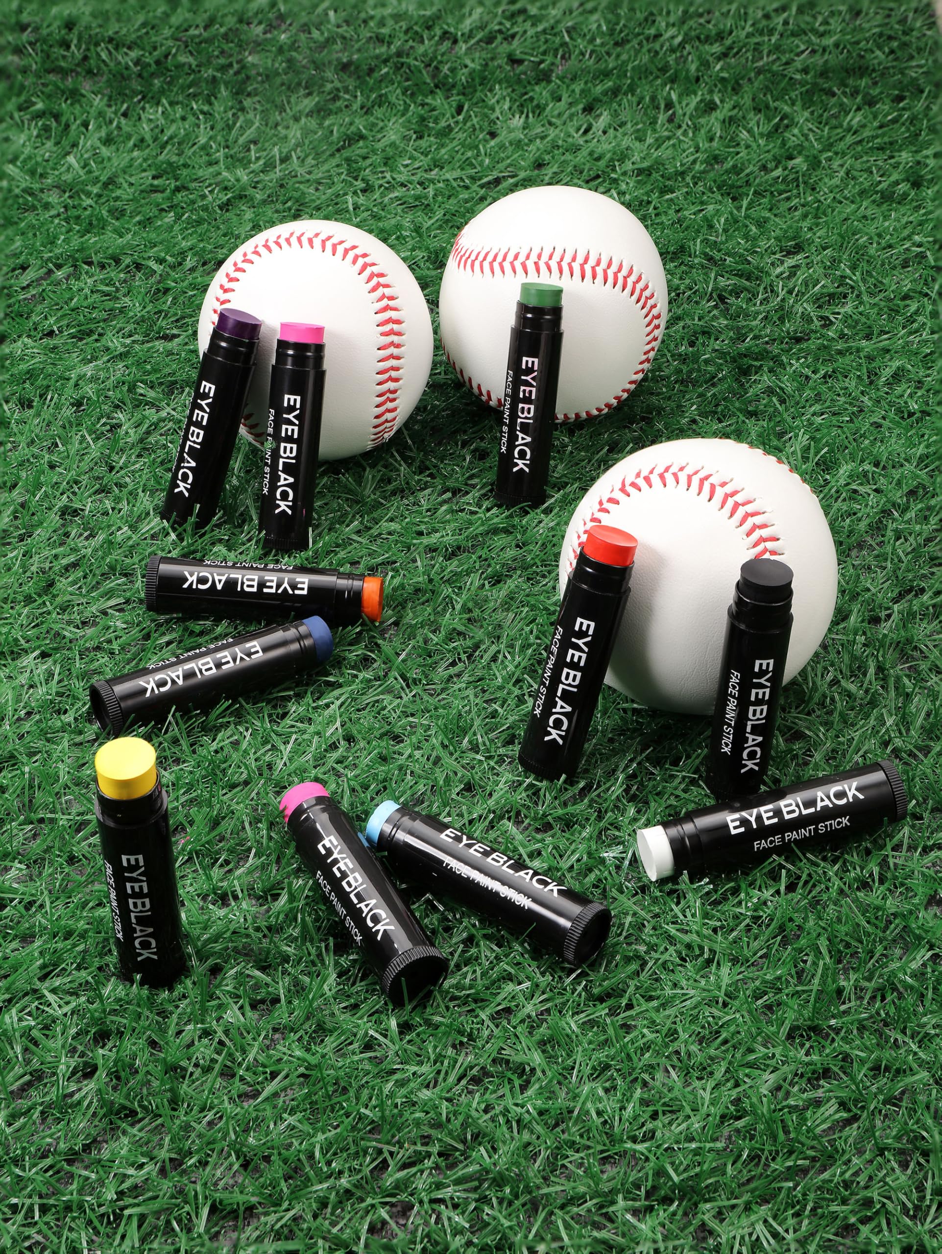 DALVGFN multi-color option eye black sticks add style and visibility on game day.