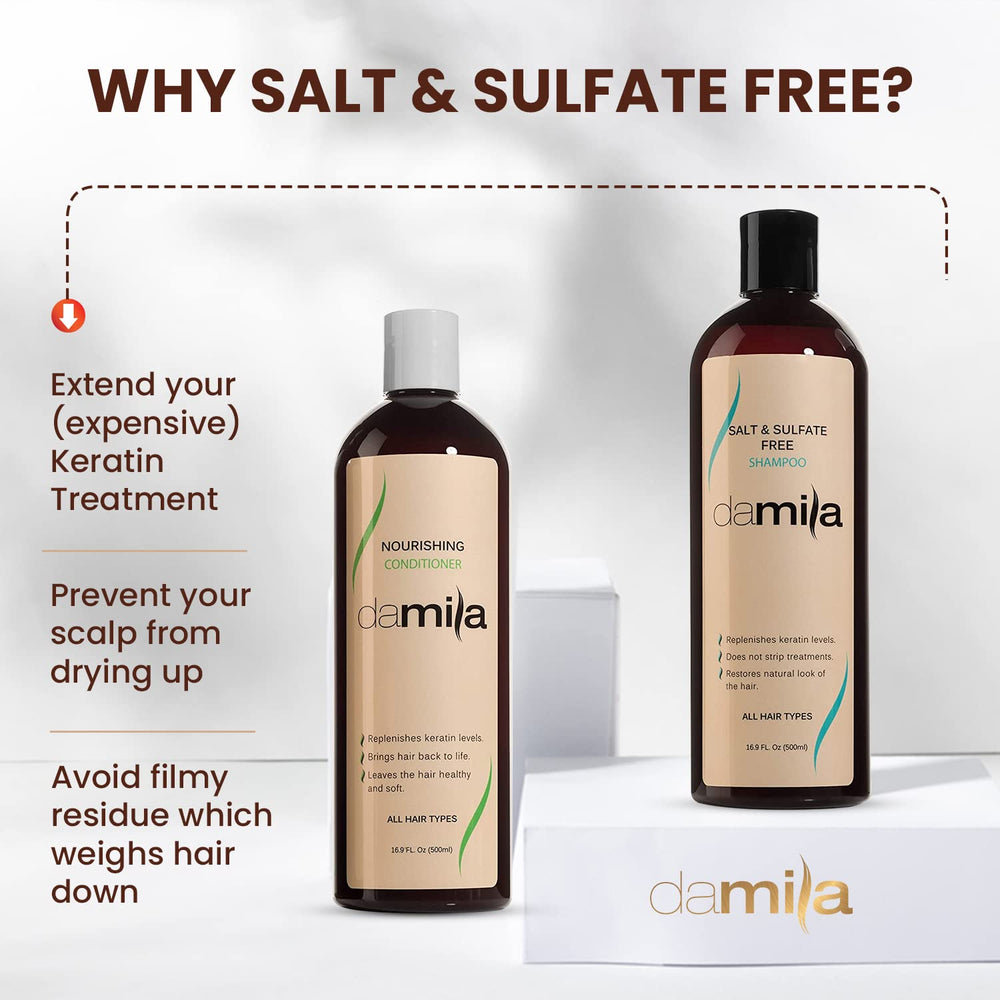 Damila color-safe conditioner application emphasizes protective moisture.