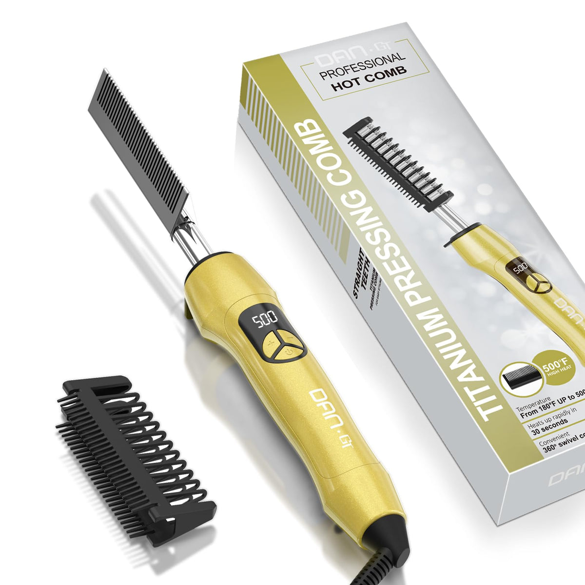 DAN Technology electric hot comb with precise temperature control for styling.