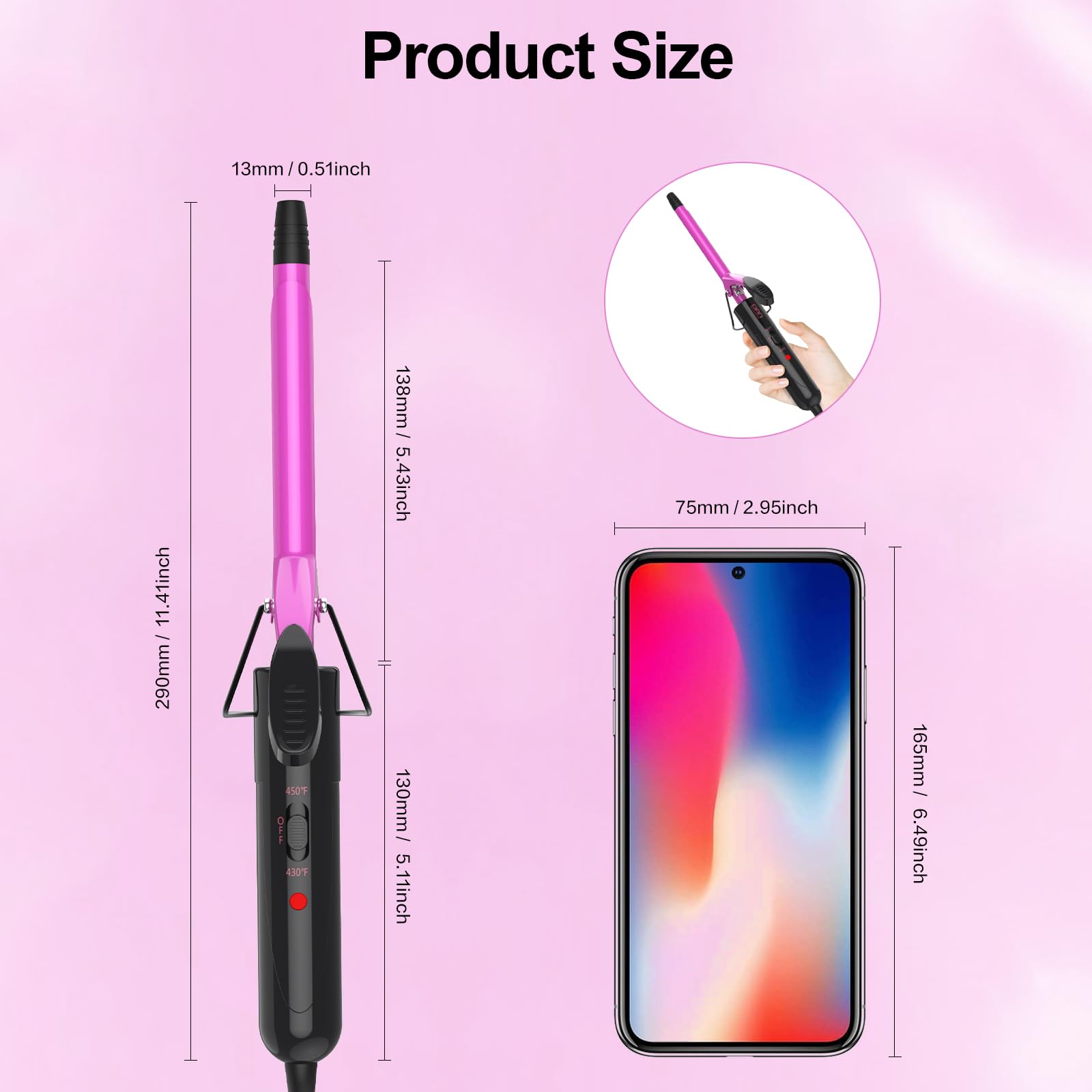 DAN Technology user wraps hair around the small wand for defined curls.