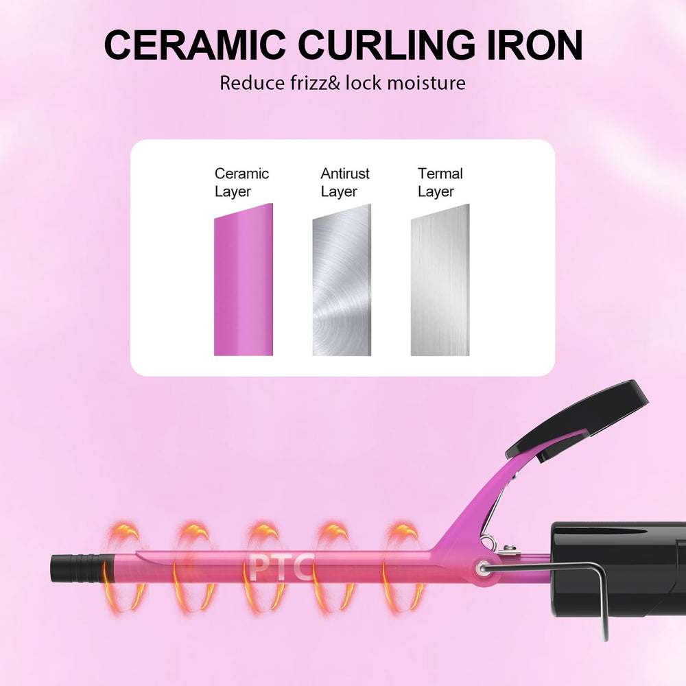 DAN Technology heat settings 430-450F shown for versatile curl strength.