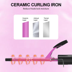 DAN Technology heat settings 430-450F shown for versatile curl strength.