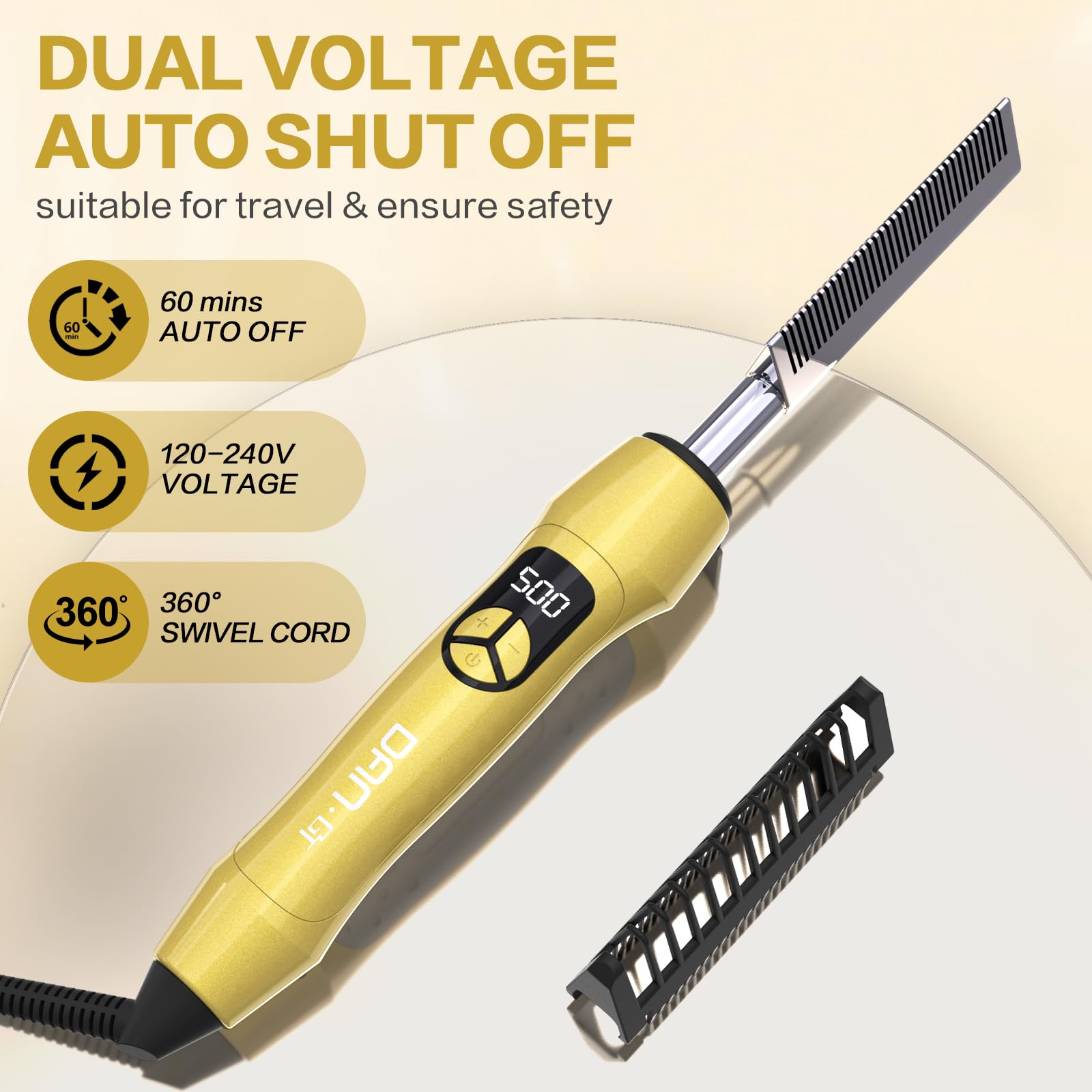 DAN Technology hot comb for wigs and natural hair styling.