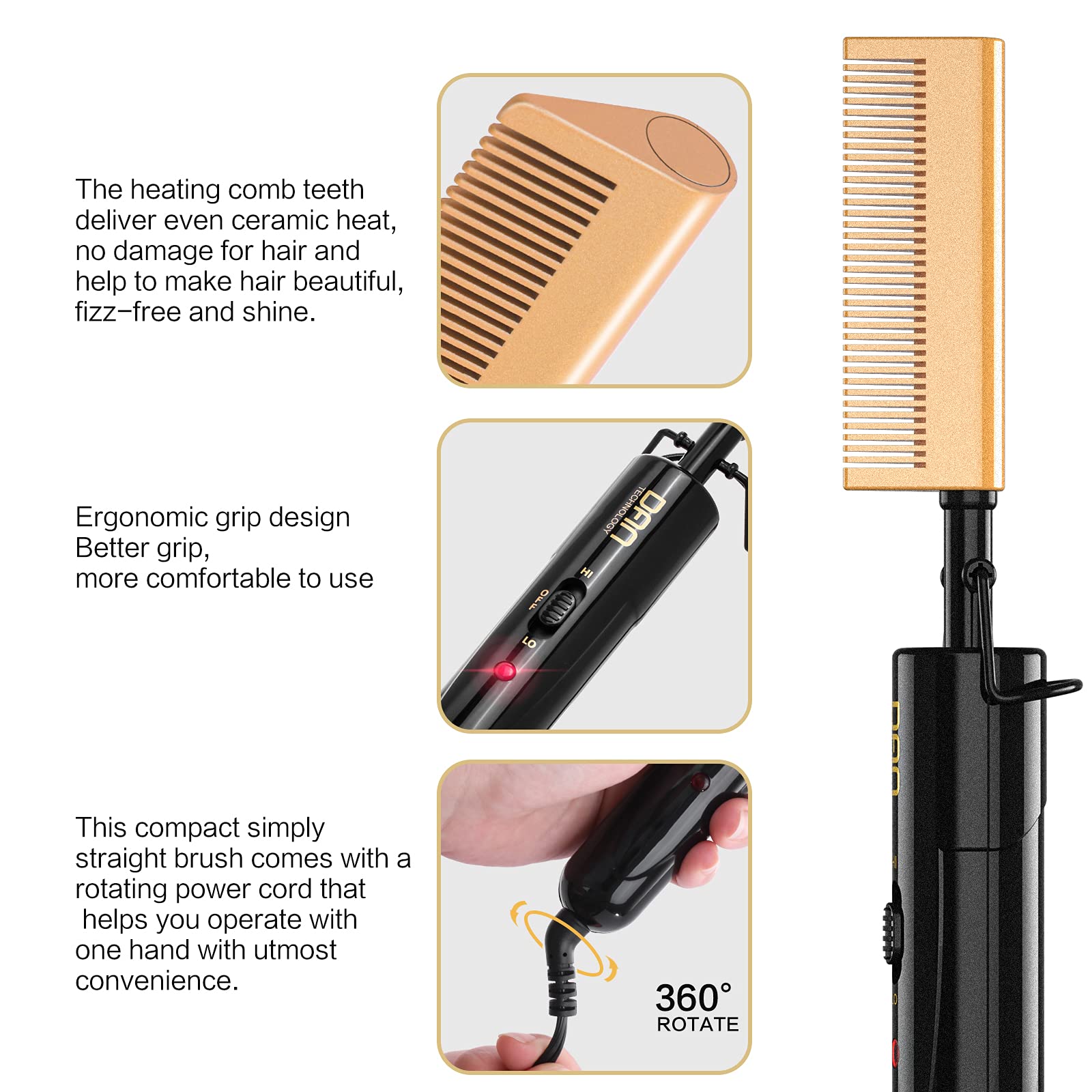 DAN Technology high-low switch lets you tailor heat for wigs.