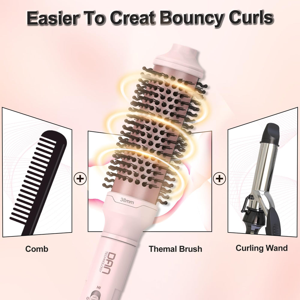 DAN Technology thermal brush hair-wrapping action demonstrates smooth curls and volume.