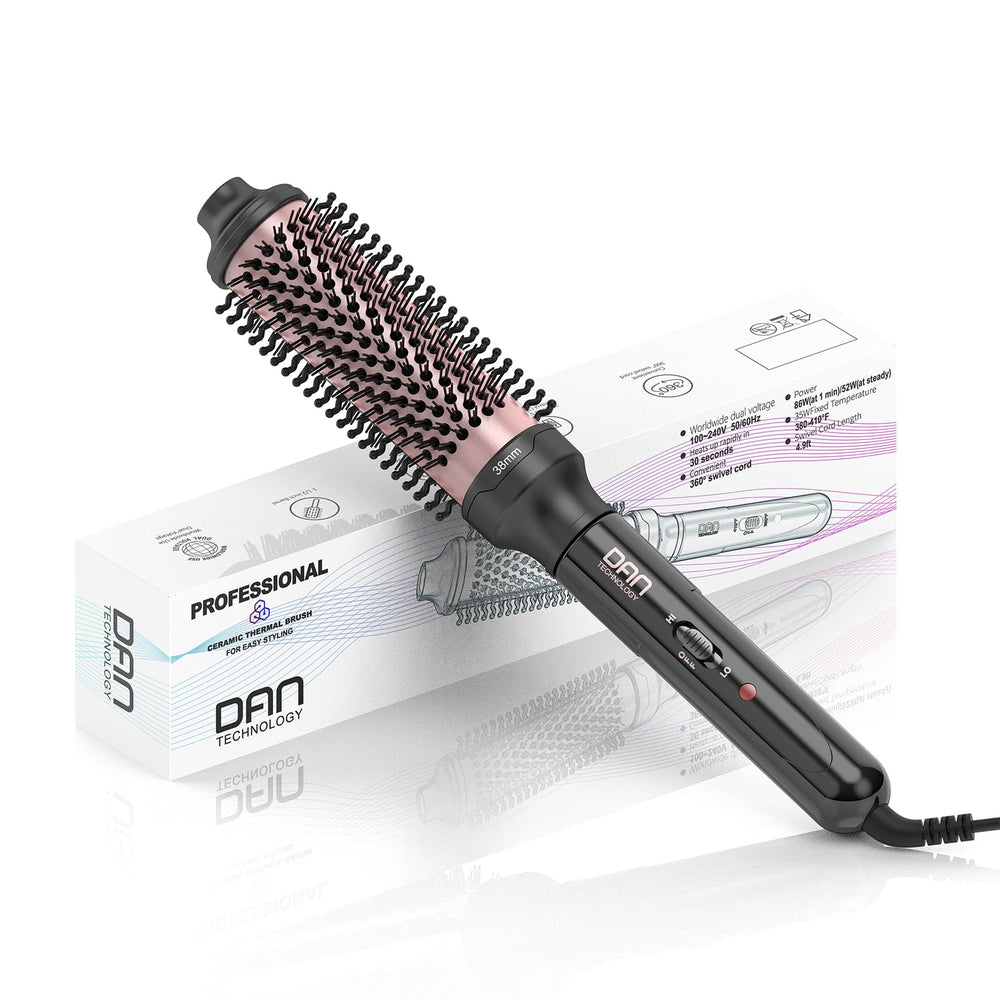 DAN Technology Thermal Brush handle in curling action for smooth, confident styling.