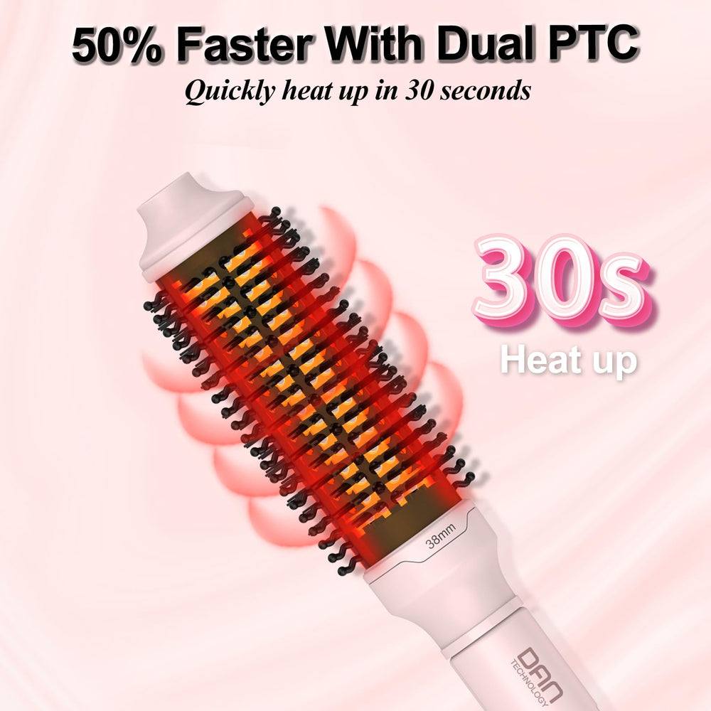 DAN Technology thermal brush close-up shows ceramic head for even heat.