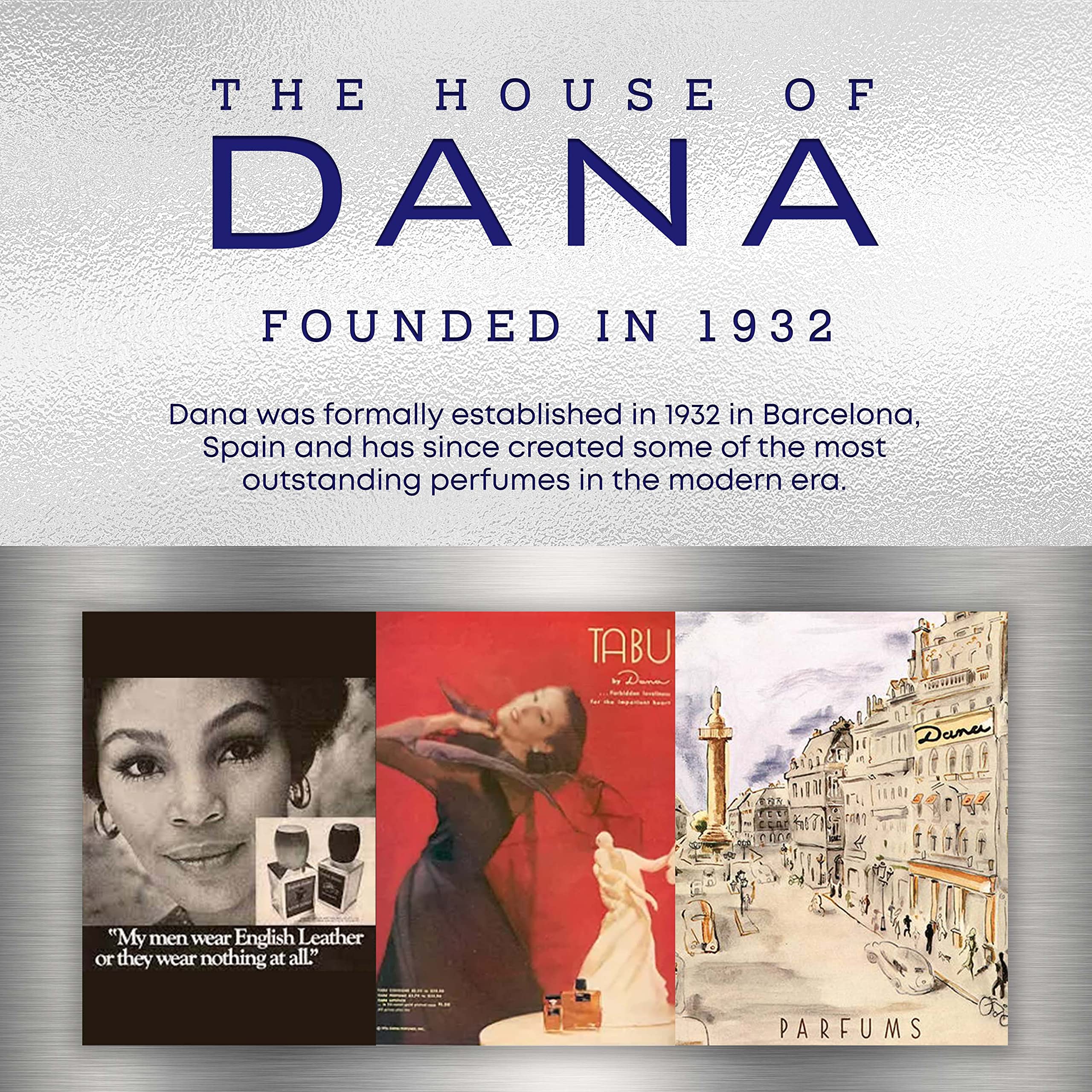 Dana British Sterling aftershave packaging details—timeless styling evokes classic elegance.