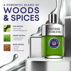 Dana British Sterling aftershave pour—easy splash application for quick routine.