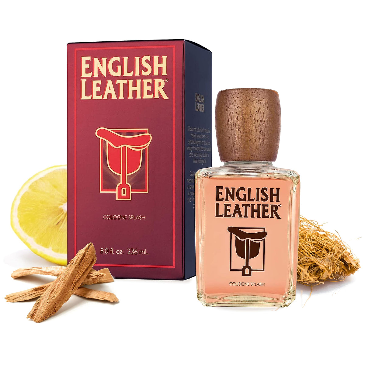 Dana English Leather Cologne 8oz bottle boosts confidence with a long-lasting masculine scent.
