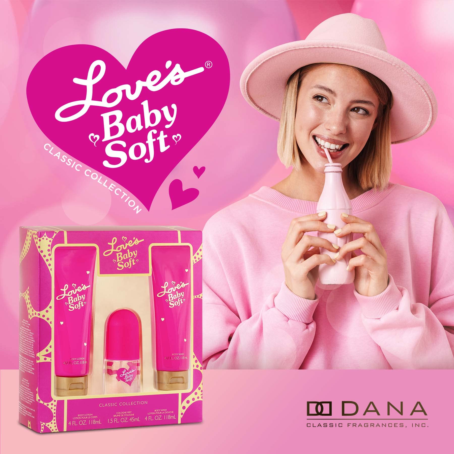 Dana Love's Baby Soft Gift Set front display highlights coordinated care for delicate baby skin.