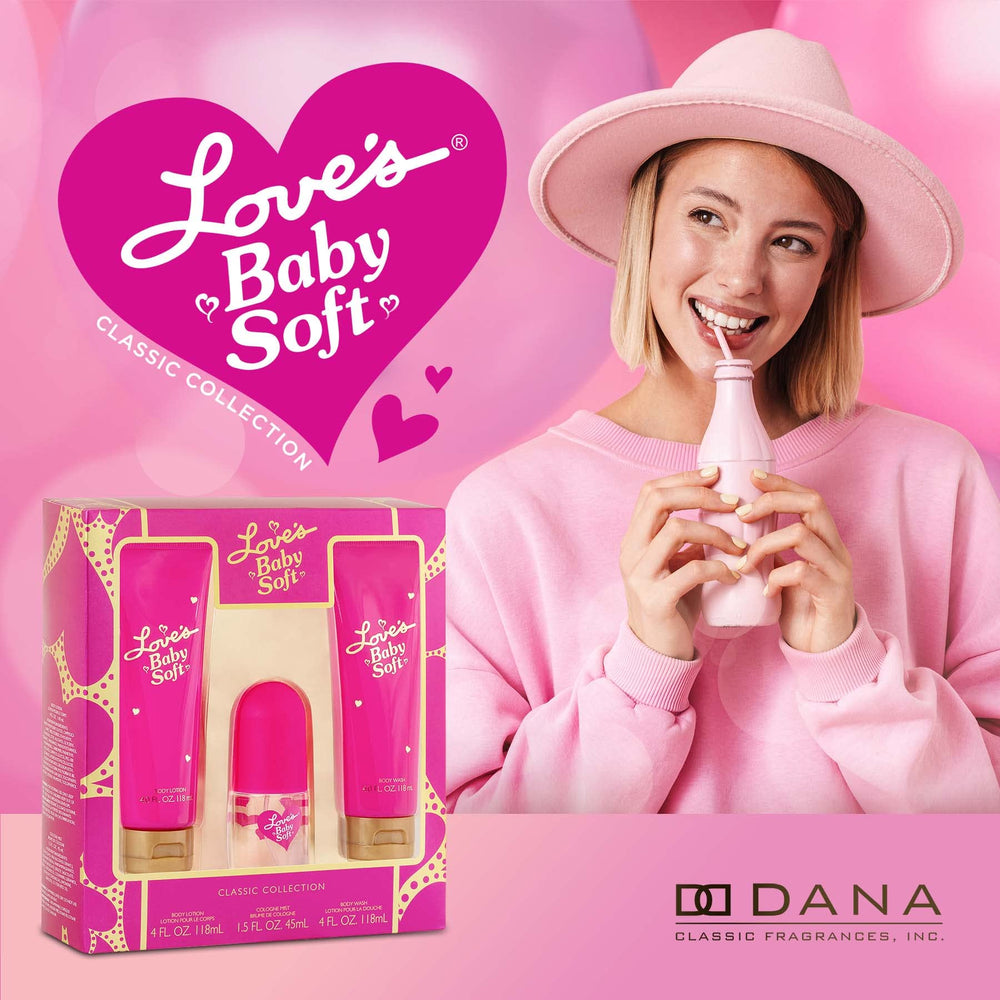 Dana Love's Baby Soft Gift Set front display highlights coordinated care for delicate baby skin.