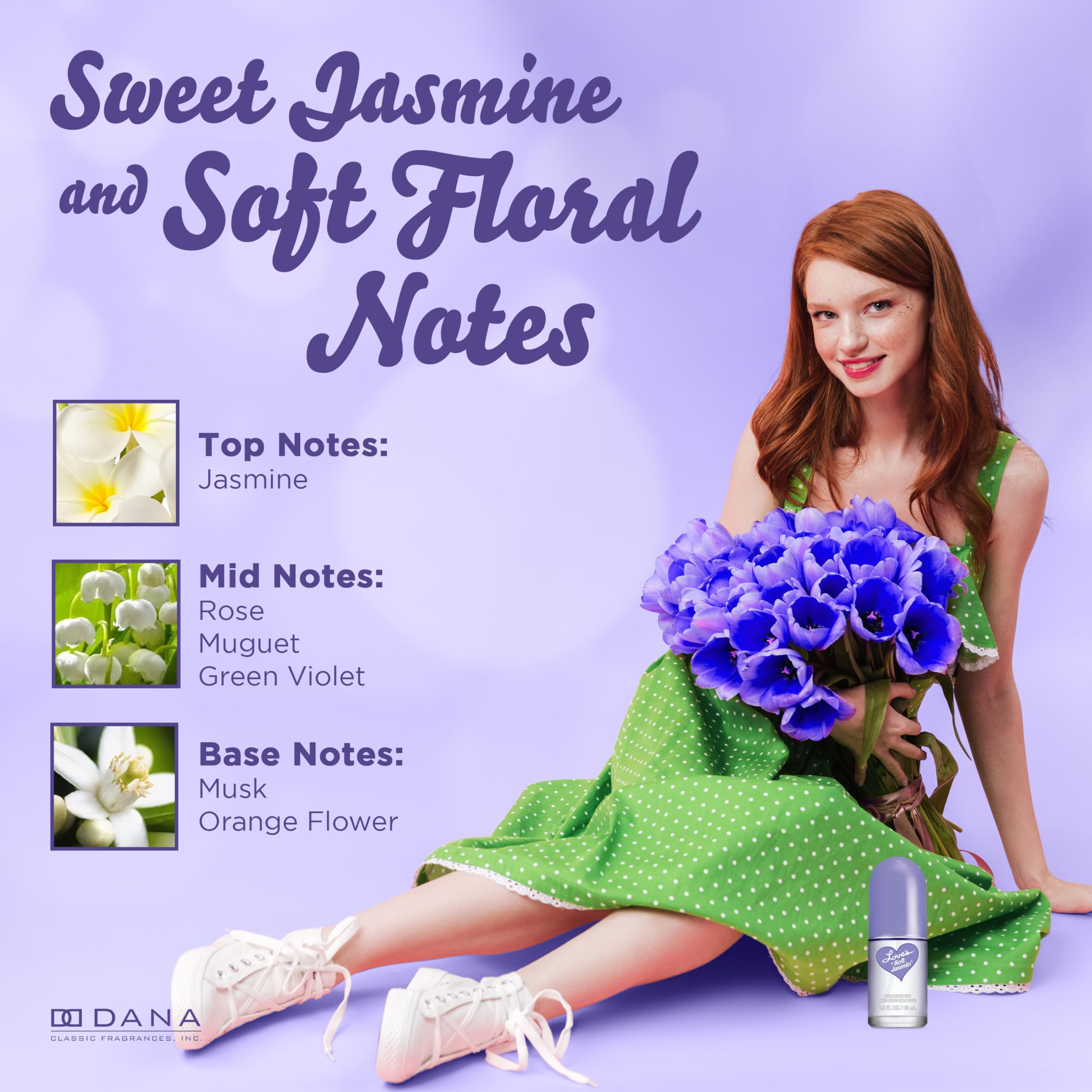 Dana Love's Soft Jasmin travel-size image shows portable 1.5oz bottle.