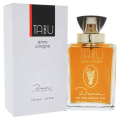 Dana Tabu spray bottle front shows timeless oriental floral scent for daily elegance.