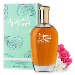 Dana Toujours Moi bottle on vanity highlights luxury packaging and timeless floral fragrance.