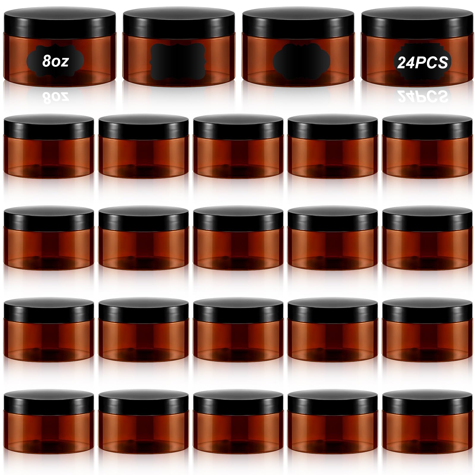 Dandat amber jar packaging with lids and labels for easy organization