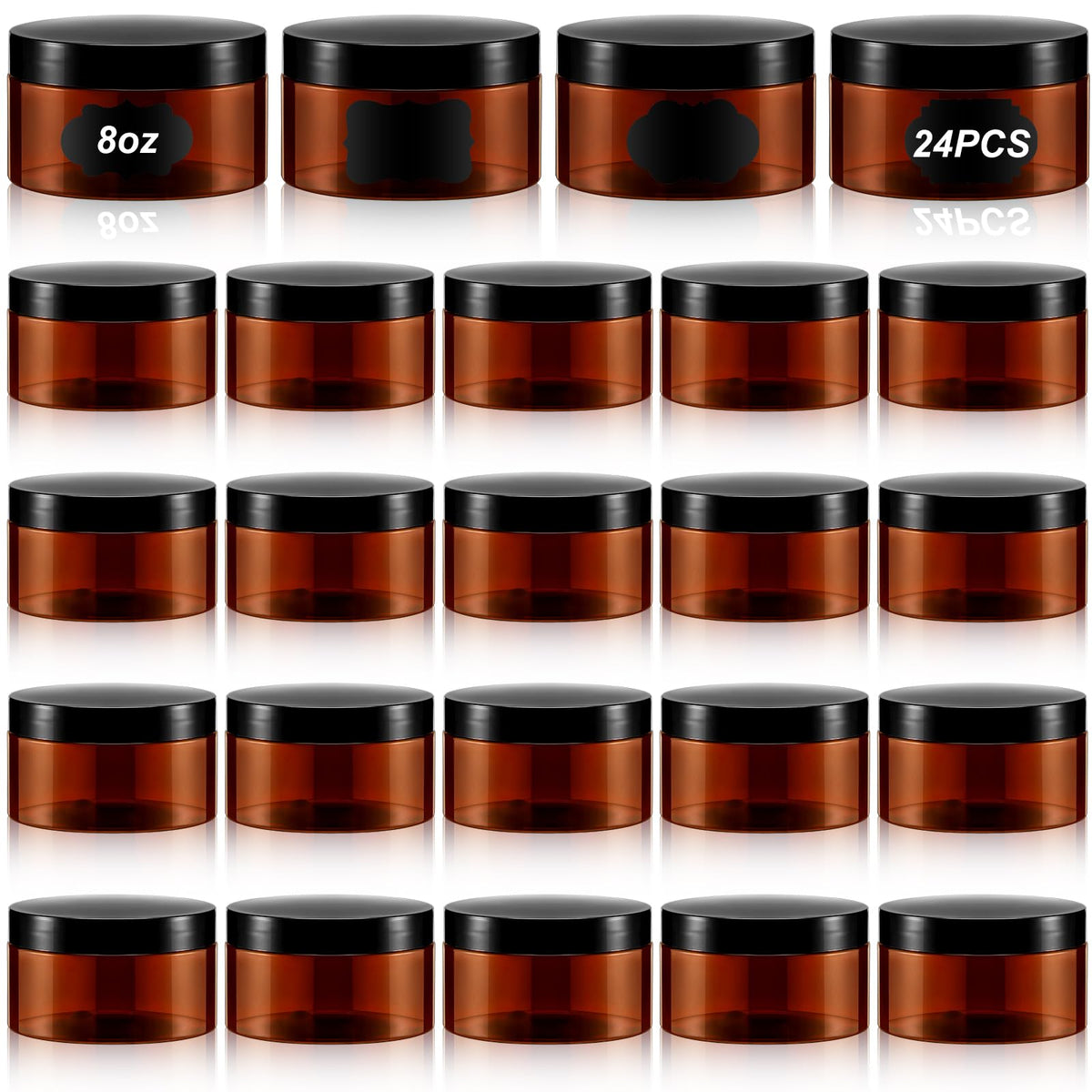 Dandat amber jar packaging with lids and labels for easy organization