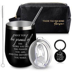 Dandat tumbler with lid and straw keeps drinks hot or cold on the go.