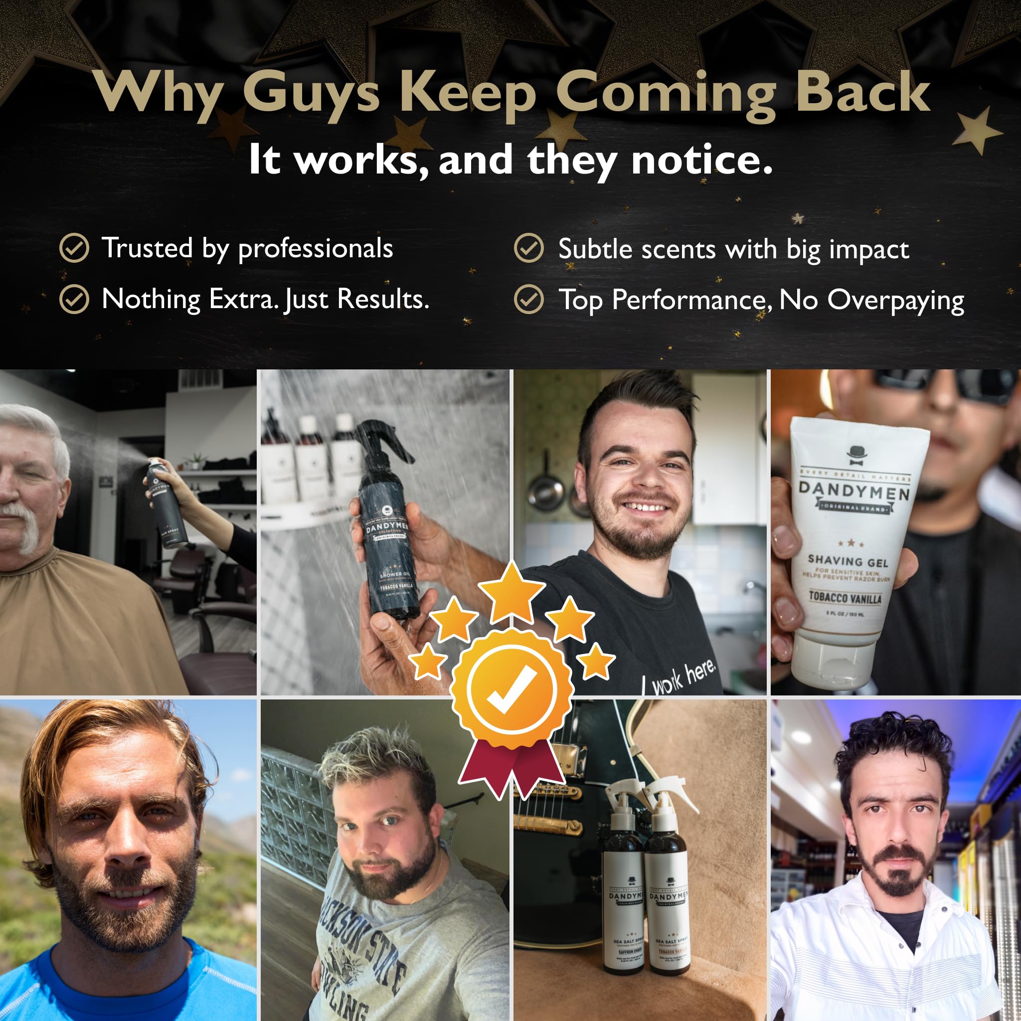 DandyMen Grooming Clay daily-use scene shows lightweight formula for everyday styling.