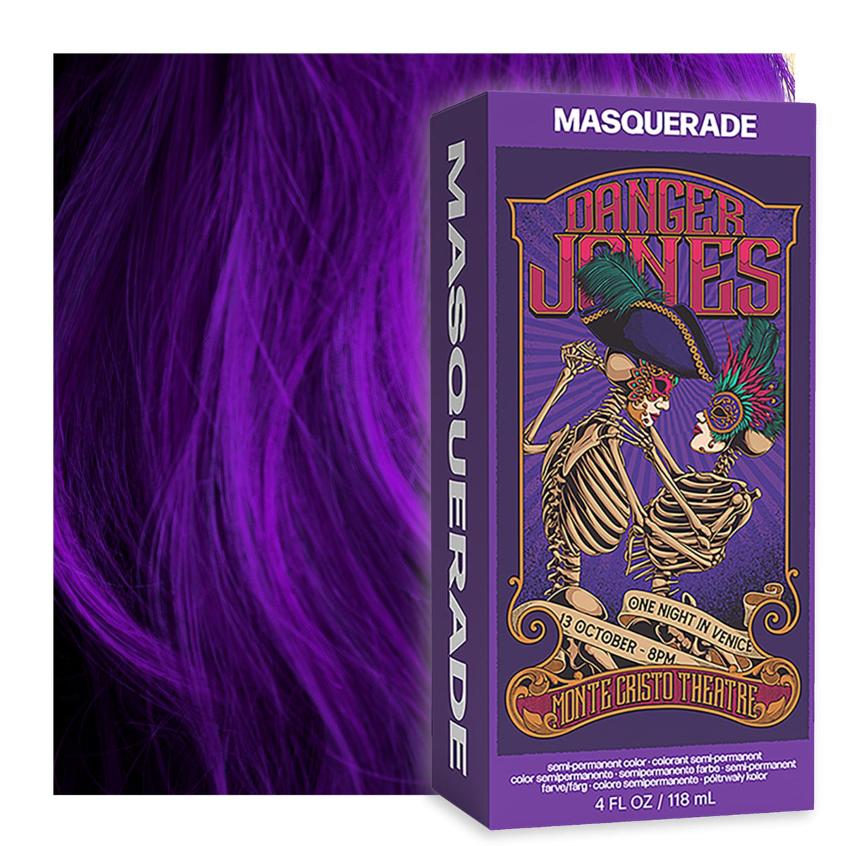 Danger Jones Masquerade Purple bottle close-up for vibrant color option