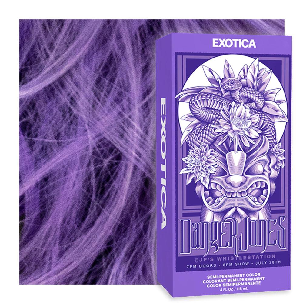 Danger Jones Exotica light purple bottle with high-pigment color for vibrant results.